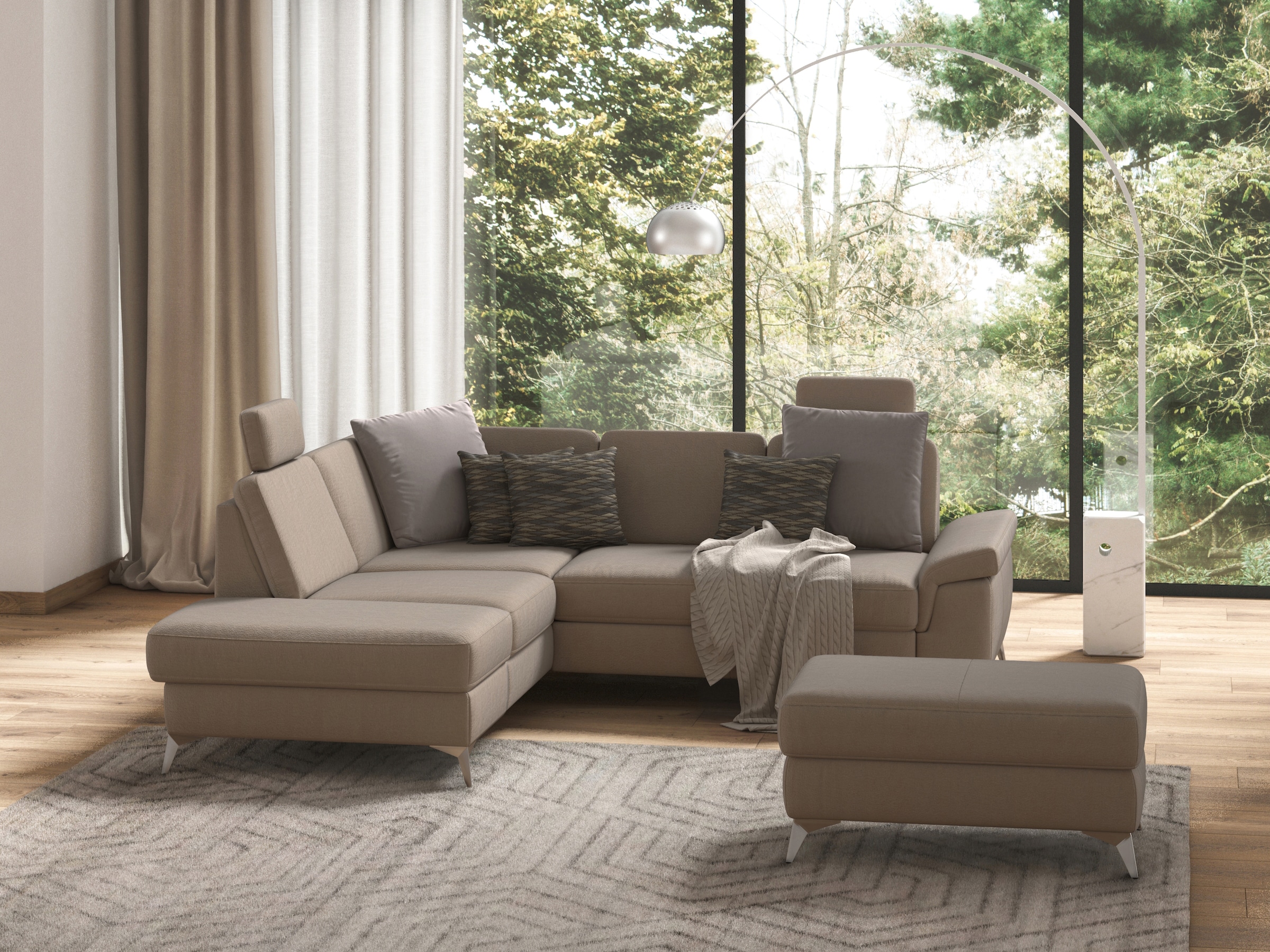 sit&more Ecksofa »Padua L-Form«, inklusive Sitztiefenverstellung, Armteilfu günstig online kaufen