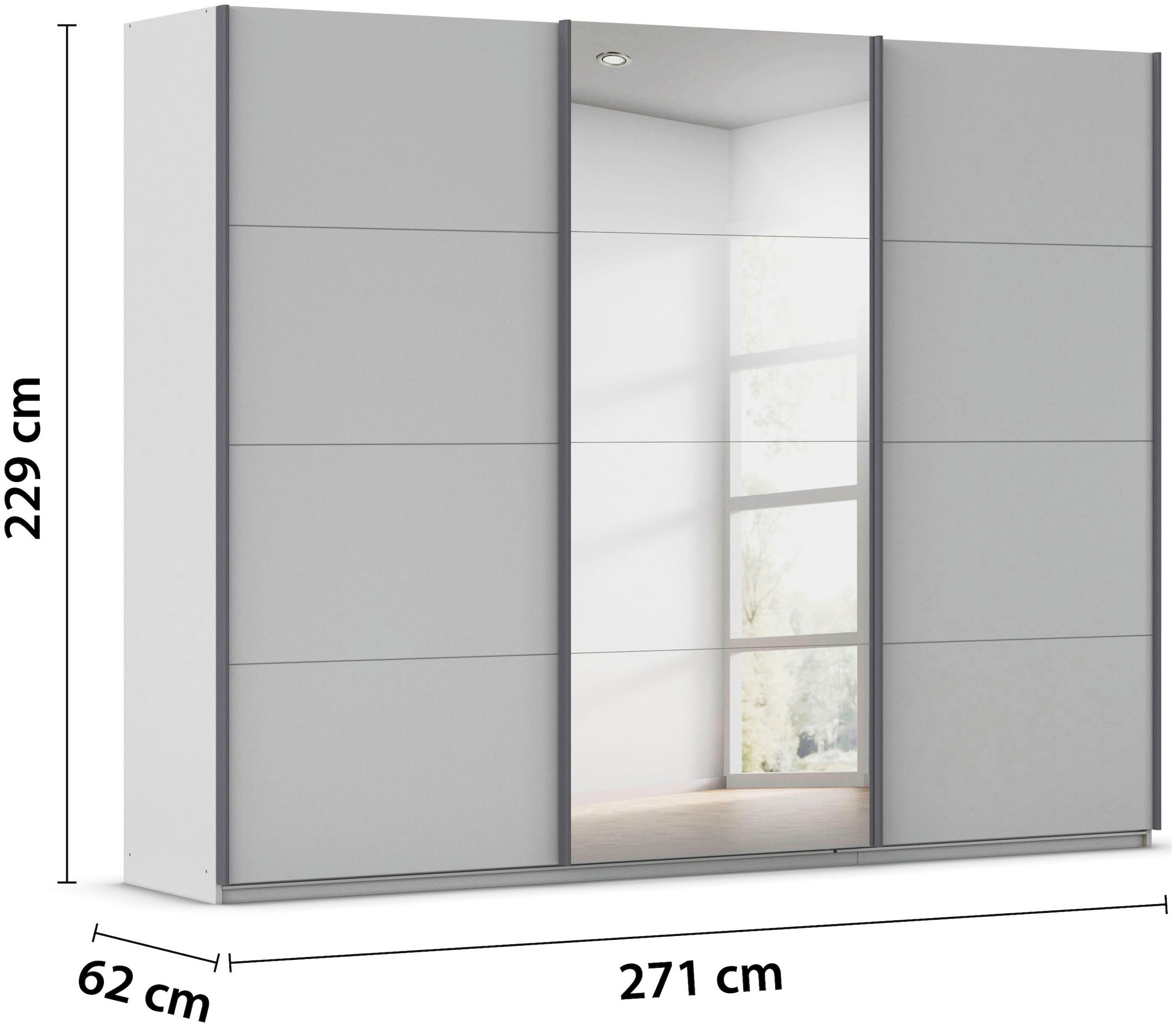 rauch Schwebetürenschrank »Kleiderschrank Schrank Garderobe AGORDO«, (in zwei Griff-Farben), Top Innenausstattung, in 4 Breiten und 2 Höhen MADE IN GERMANY