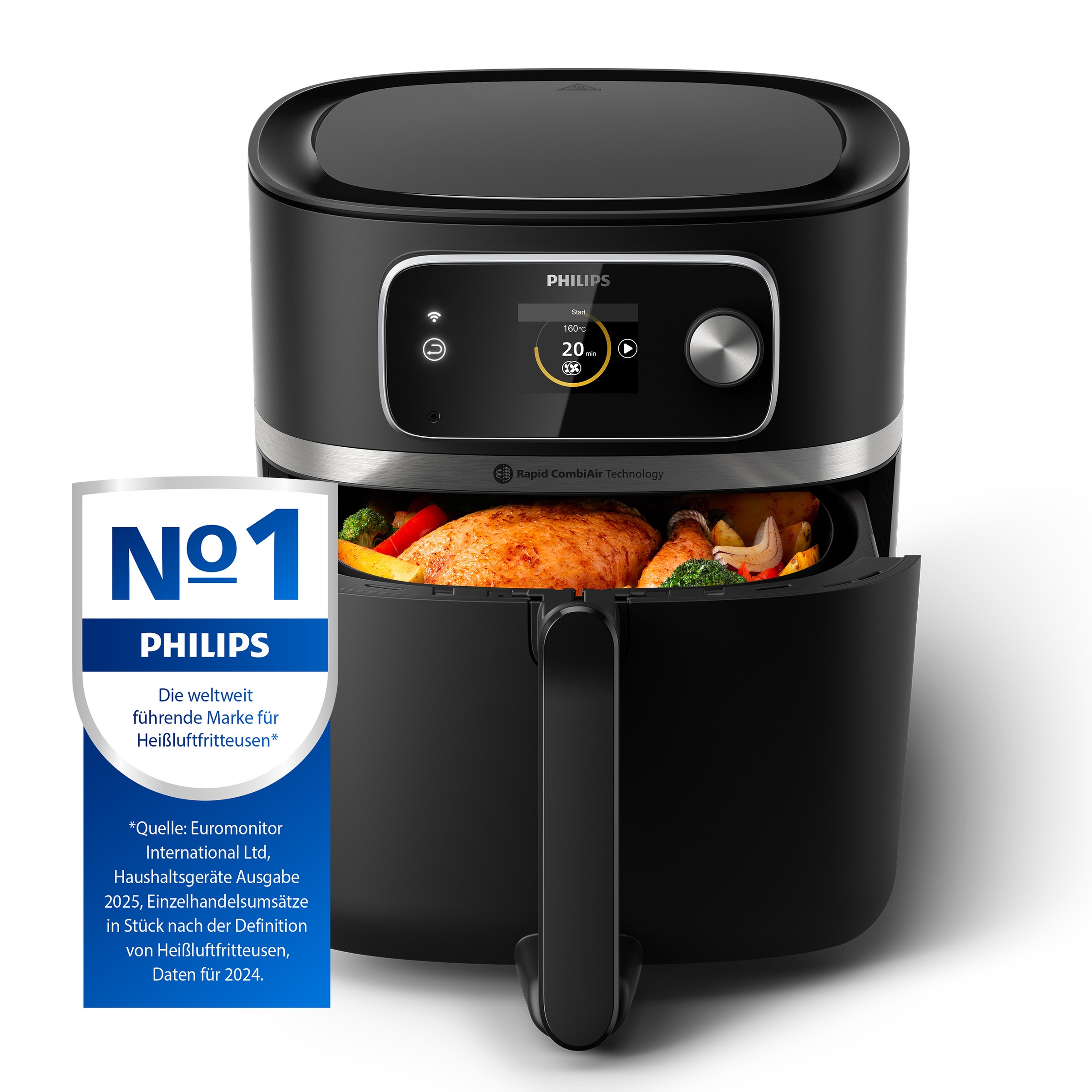 Philips Heißluftfritteuse »HD9880/90 Airfryer XXL, 8,3 l«, 2000 W, mit WiFi Konnektivität, 50 AutoCook Programmen und Warmhaltefunktion