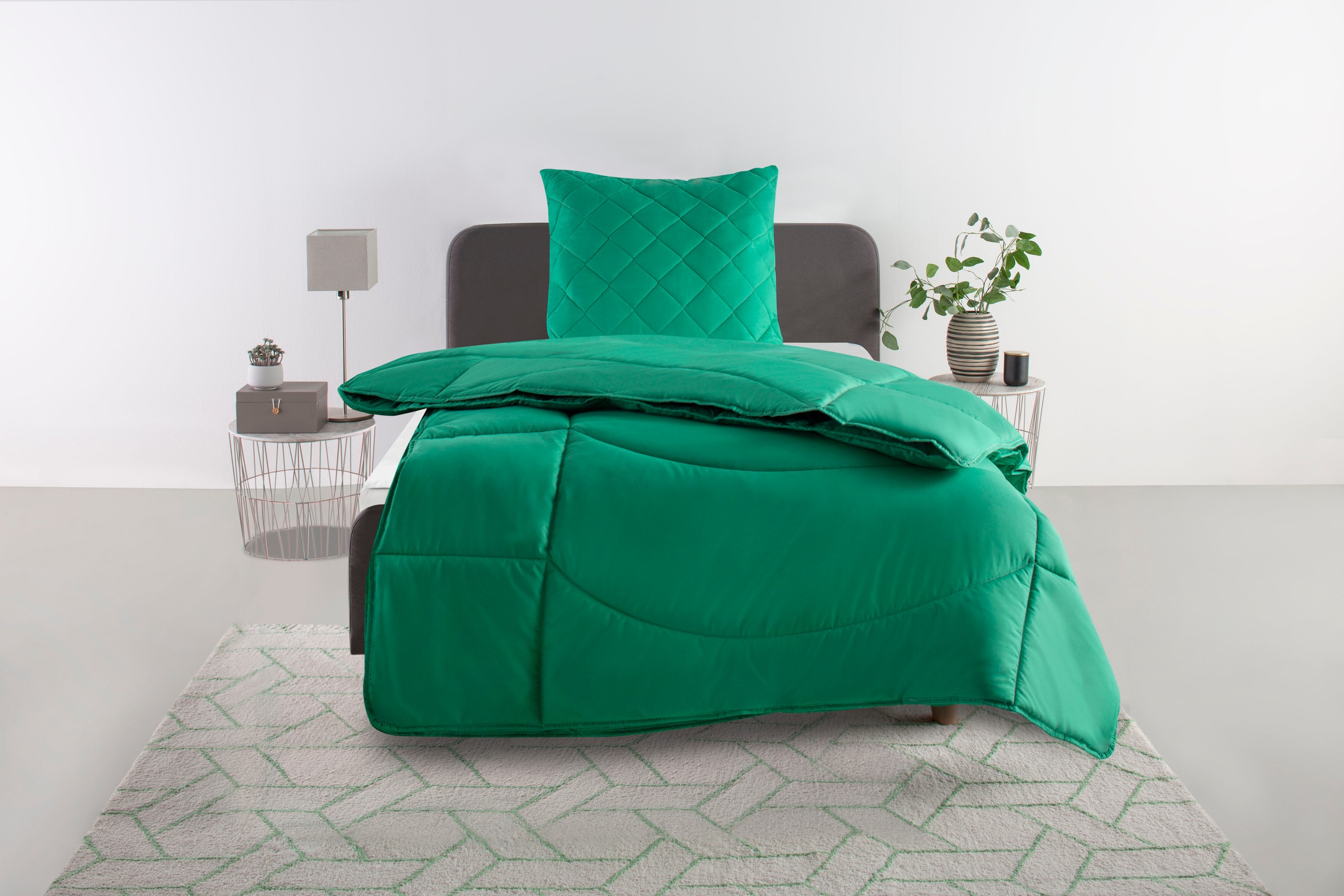my home Steppbett + Kopfkissen »Microlux, Bettdecke 135x200 cm, 155x220 cm«, (Spar-Set, 1x Bettdecke und 1x Kopfkissen), Set mit Kissen 40x80 cm, 80x80 cm, Sommer, Herbst, Winter in 4 Farben