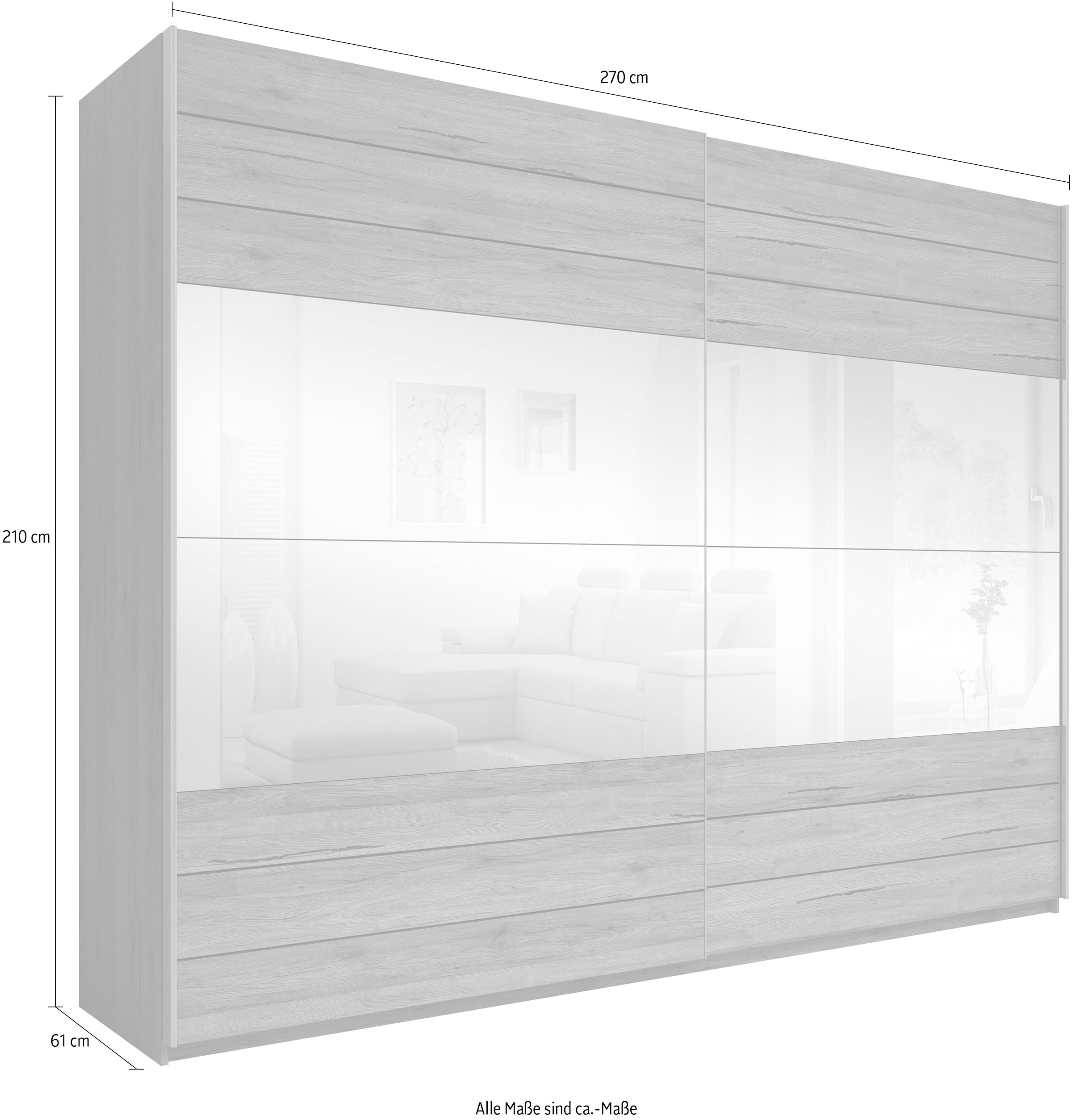 INOSIGN Schwebetürenschrank »Galaxy Breite 200,220 oder 270cm breit, Kleiderschrank, Wäscheschrank«, mit breiter Spiegelfront, INKLUSIVE kompletter Innenausstattung