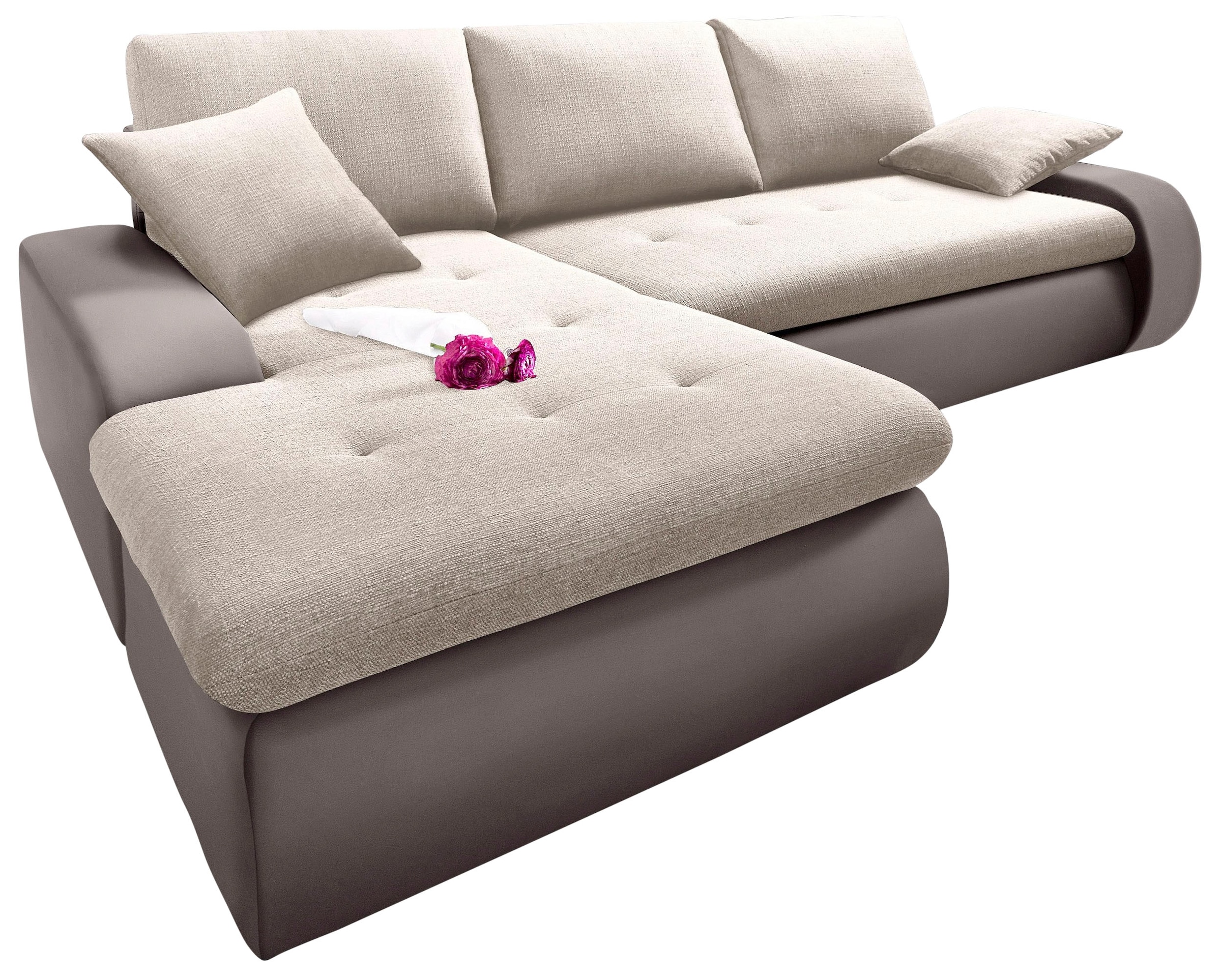 TRENDMANUFAKTUR Ecksofa »Indie, modern und bequem, Materialmix, L-Form«, wa günstig online kaufen