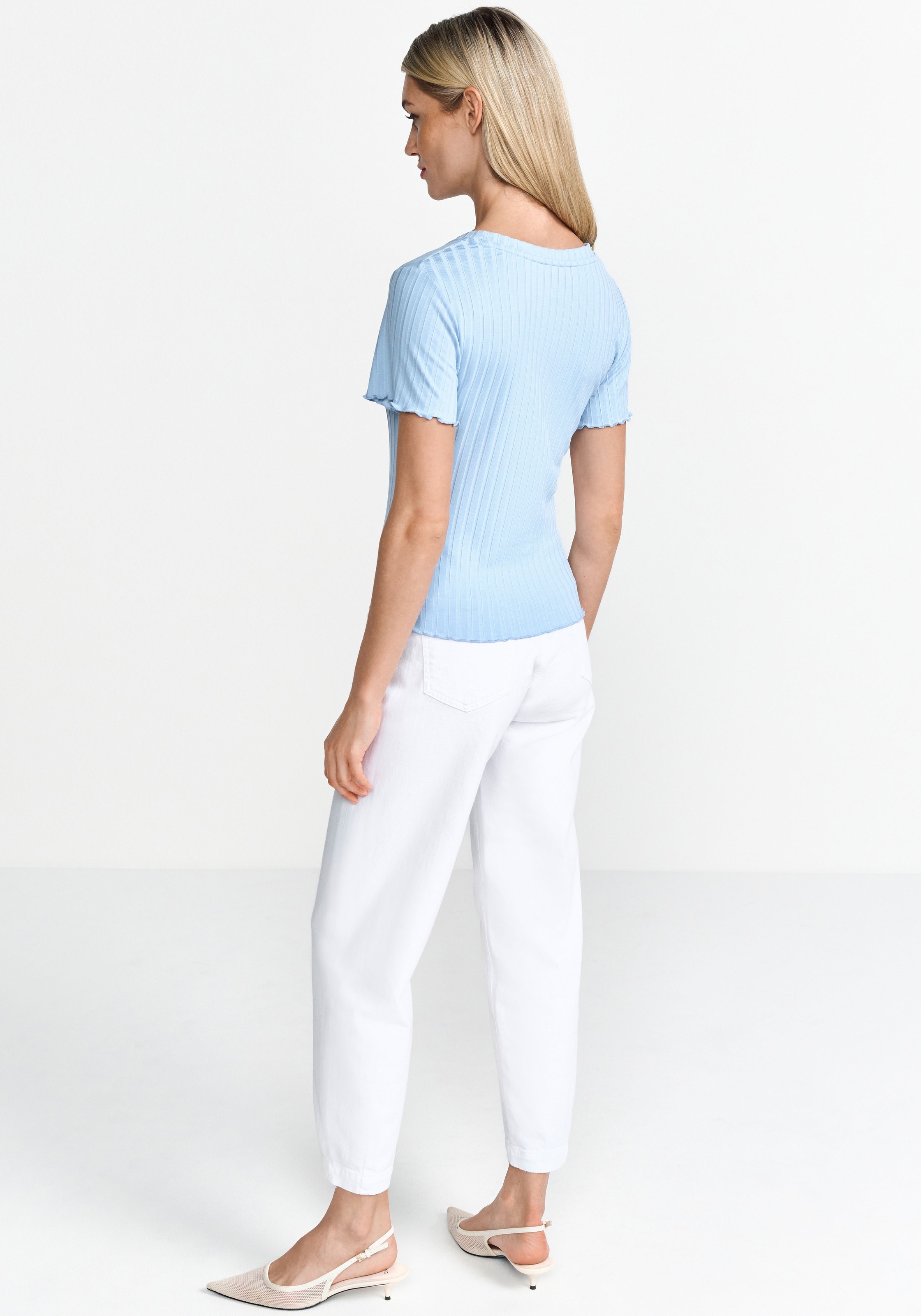 RICHROYAL Kurzarmshirt Mit gewelltem Saum an Rumpf und Ärmeln