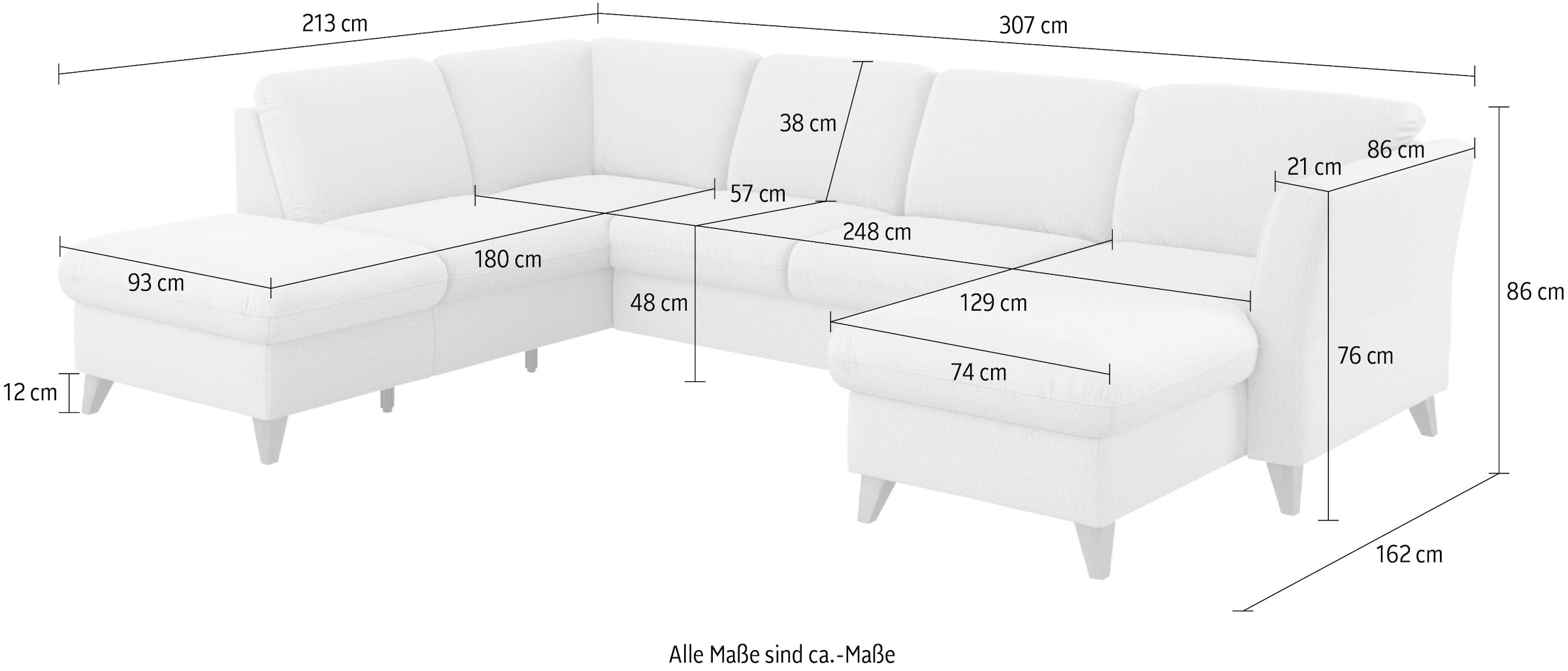 Home affaire Wohnlandschaft »Trelleborg U-Form«, Federkern-Polsterung, wahlweise mit Bettfunktion und Stauraum
