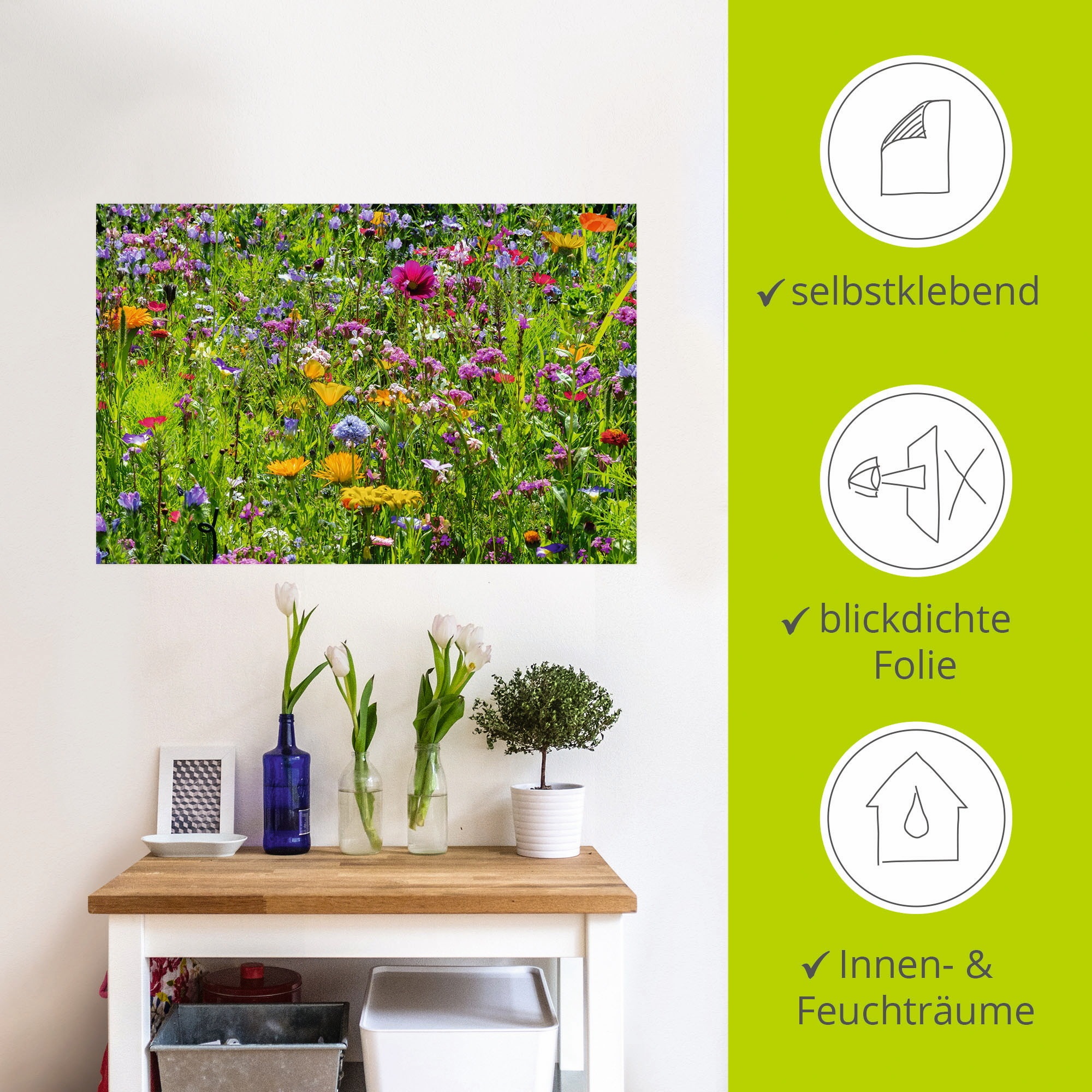 Artland Wandbild »Bunte Blumenwiese«, Blumenwiese, (1 St.), als Alubild, Outdoorbild, Leinwandbild, Poster, Wandaufkleber
