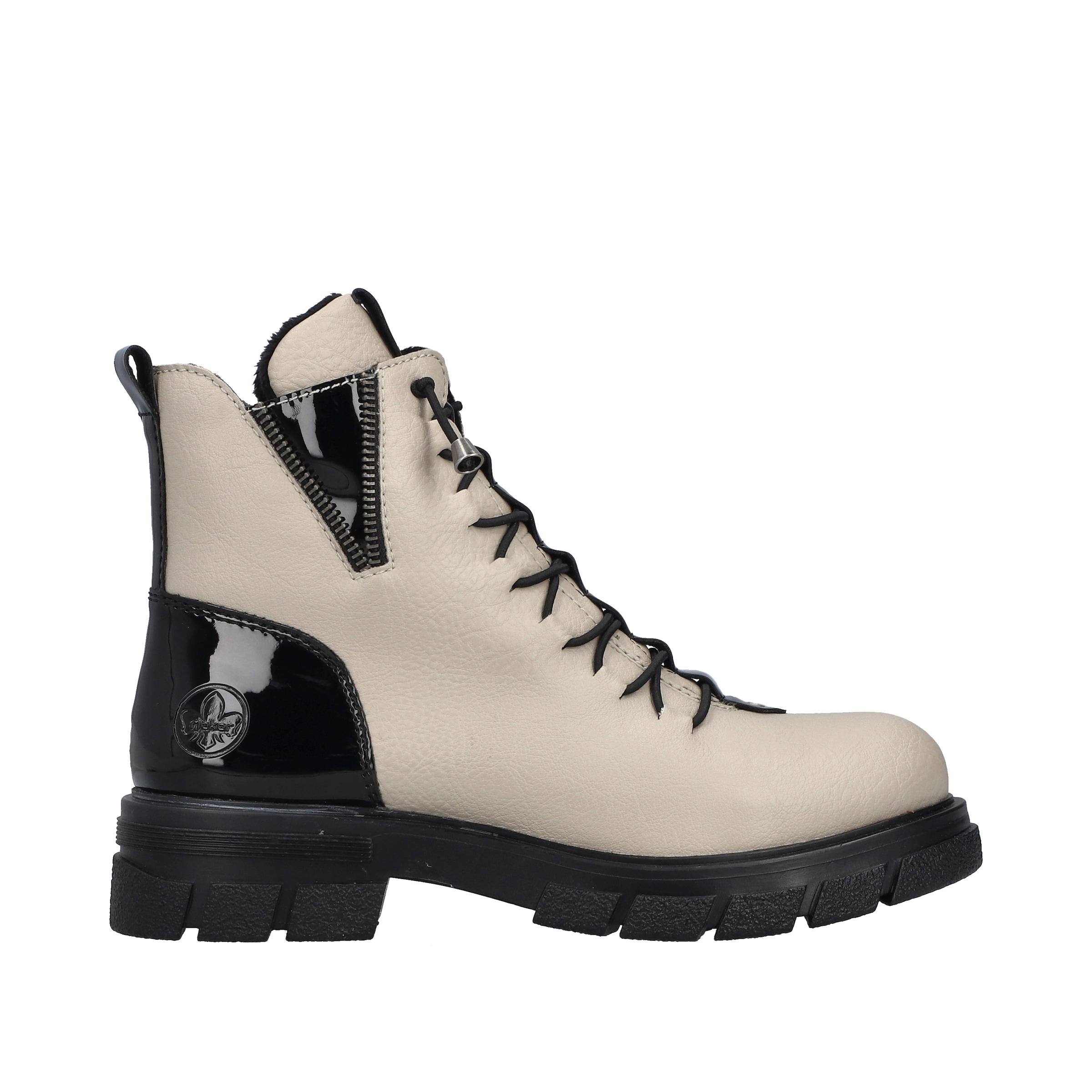 Rieker Schnürboots  Stiefelette mit Gummizug-Schnürung und Lack-Details