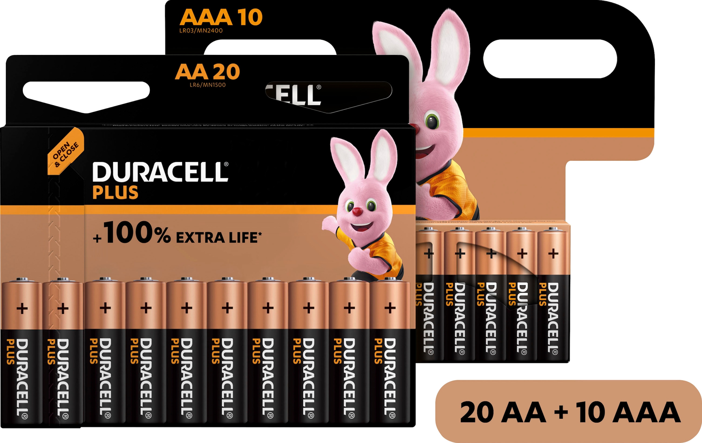 Batterie »20+10 Pack: 20x Mignon/AA/LR06 + 10x Micro/AAA/LR03«, LR06, (Spar-Set, 30...