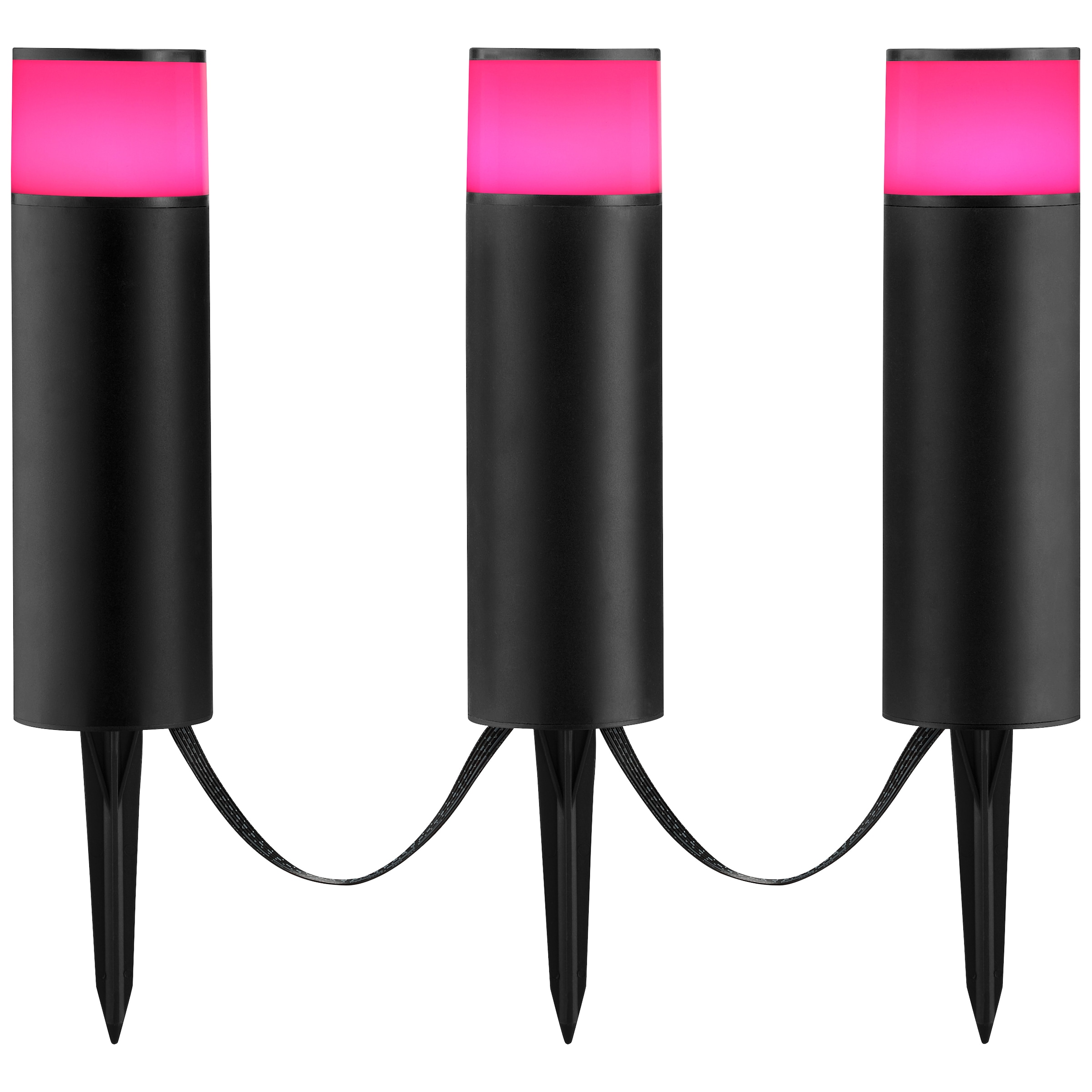 Brilliant LED Gartenleuchte »Dody« LED-Modul 3 Stk. warmweiß - kaltweiß LED Gartenspieß 3er Set, dimmbar, RGB, CCT, IP44, App steuerbar