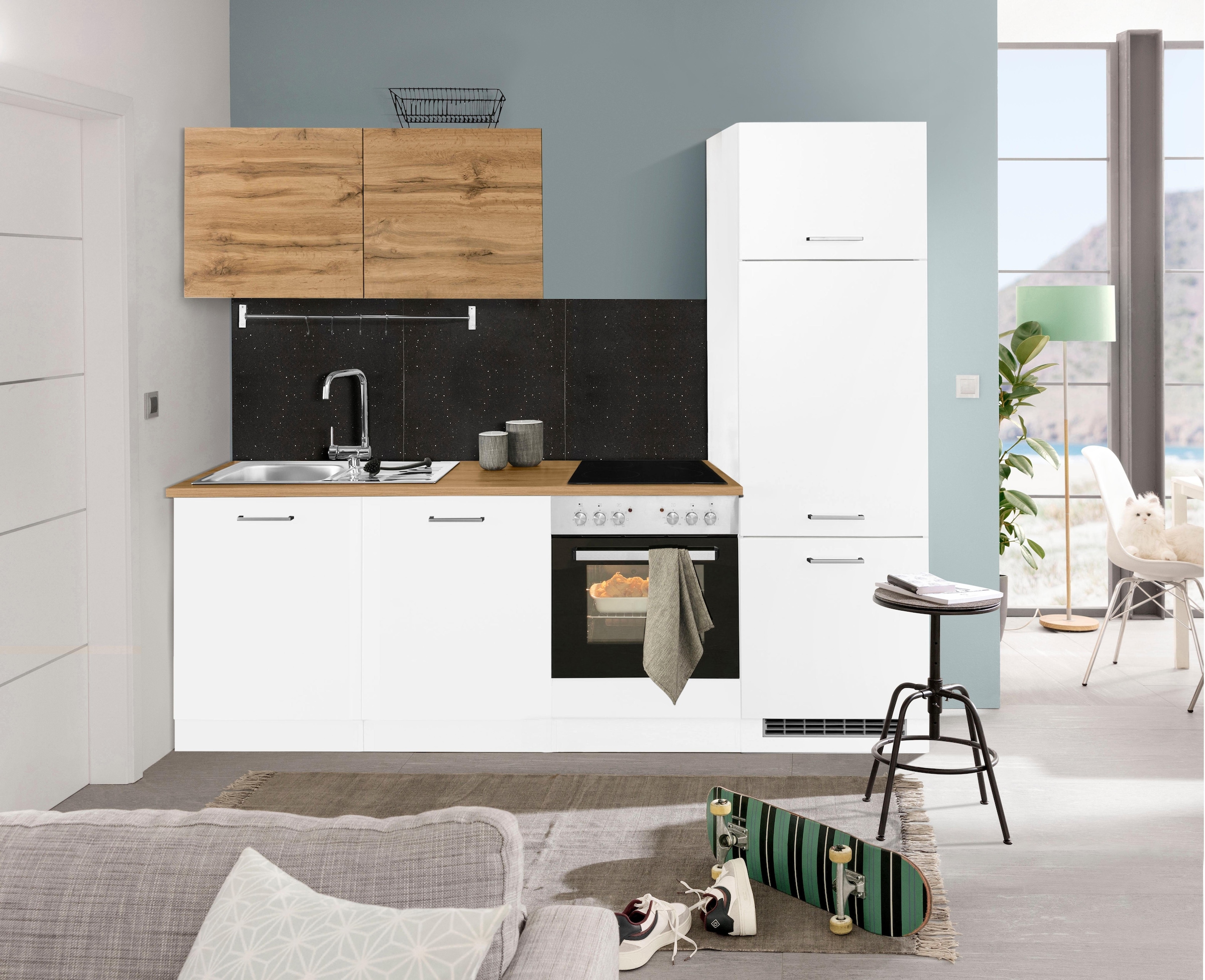 KOCHSTATION Küchenzeile »KS-Kehl«, ohne E-Geräte, Breite 240 cm, für Kühlschrank und Geschirrspüler