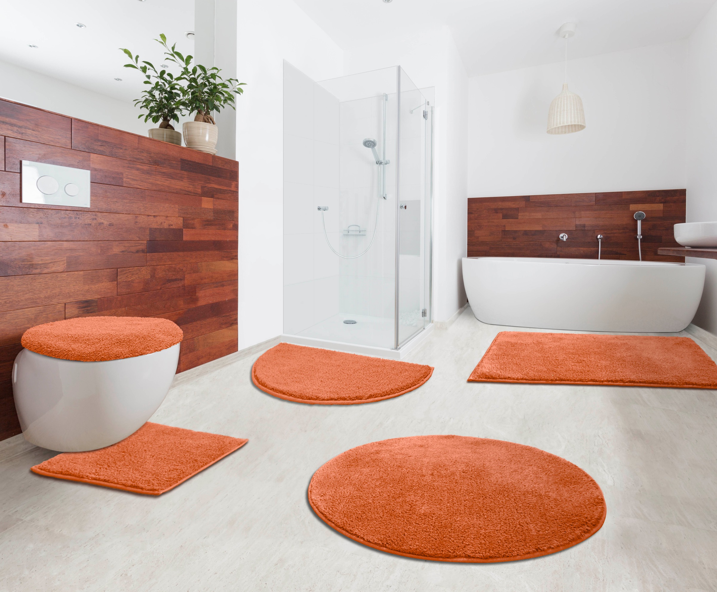 my home Badematte »Maren, Badvorleger, Badezimmer Teppich«, rutschhemmend beschichtet, fußbodenheizungsgeeignet, Bio-Baumwolle, Badteppich, Badematten auch als 3 teiliges Set