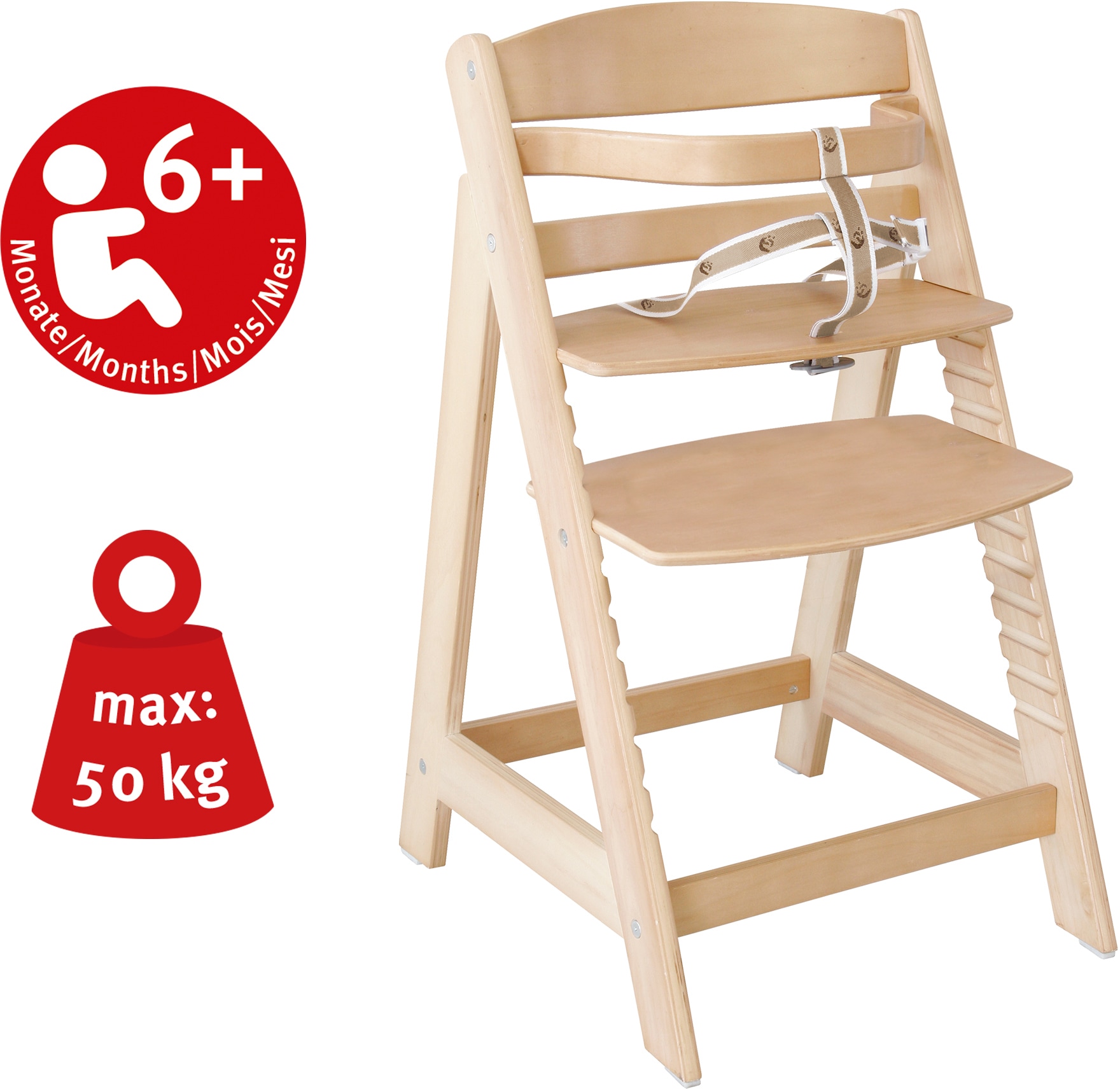 roba® Hochstuhl »Treppenhochstuhl Sit up III, natur«, aus Holz
