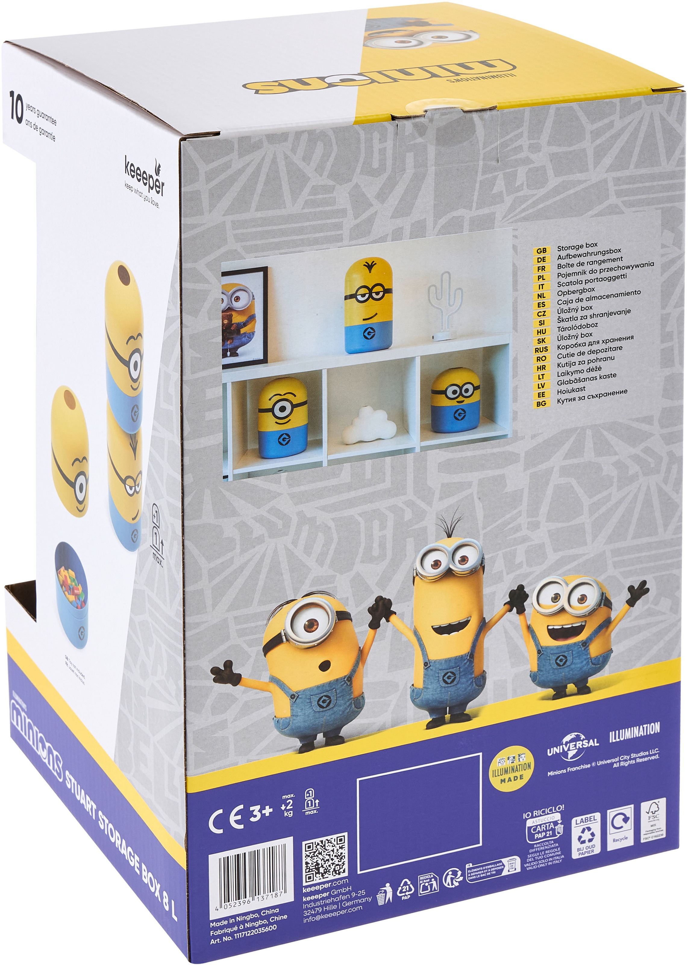 keeeper Aufbewahrungsbox »Stuart "minions" Aufbewahrungsdose 8L« keeeper mit Design aus "Ich einfach unverbesserlich"