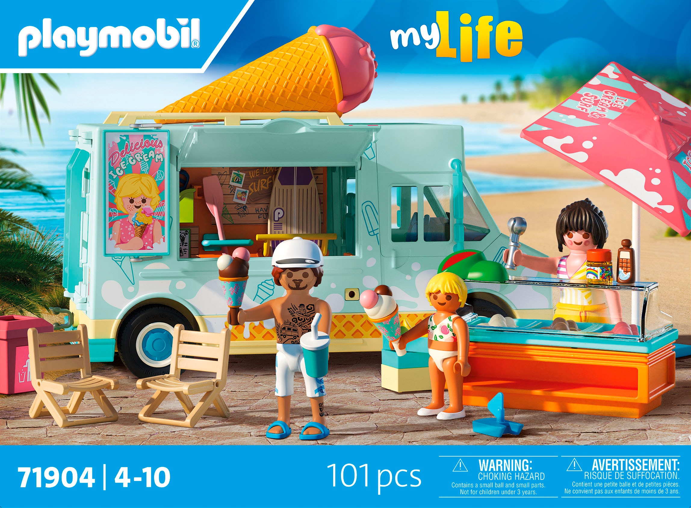 Playmobil® Konstruktions-Spielset »Ice Cream Truck mit Surfshop (71904), My Life«, (101 St.), Made in Germany