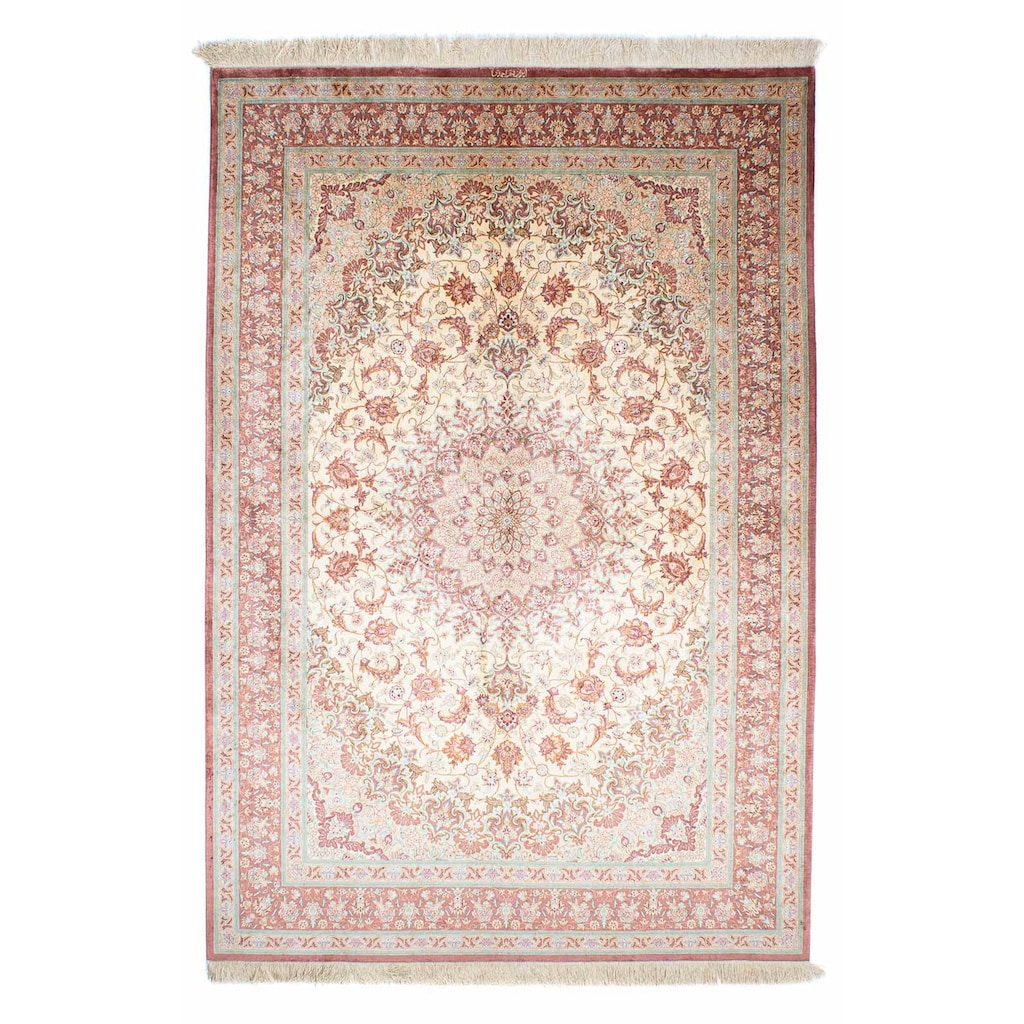 morgenland Orientteppich »Perser - Ghom - 238 x 159 cm - beige«, rechteckig, Wohnzimmer, Handgeknüpft, Einzelstück mit Zertifikat