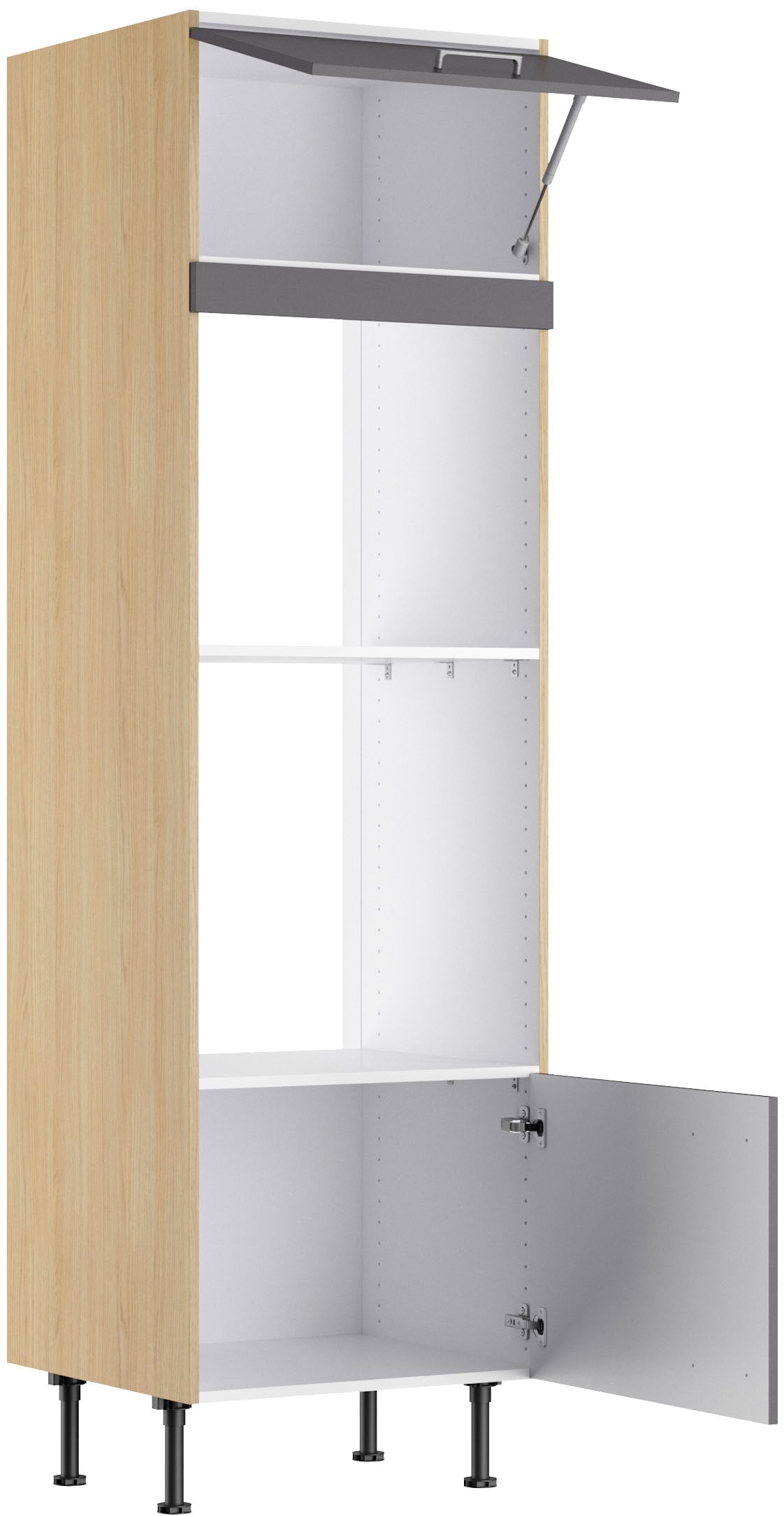 KOCHSTATION Mikrowellenumbauschrank »KS-Lucy« Breite 60 cm, mit 1 Tür, 1 Klappe, Soft-Close, höhenverstellbare Füße