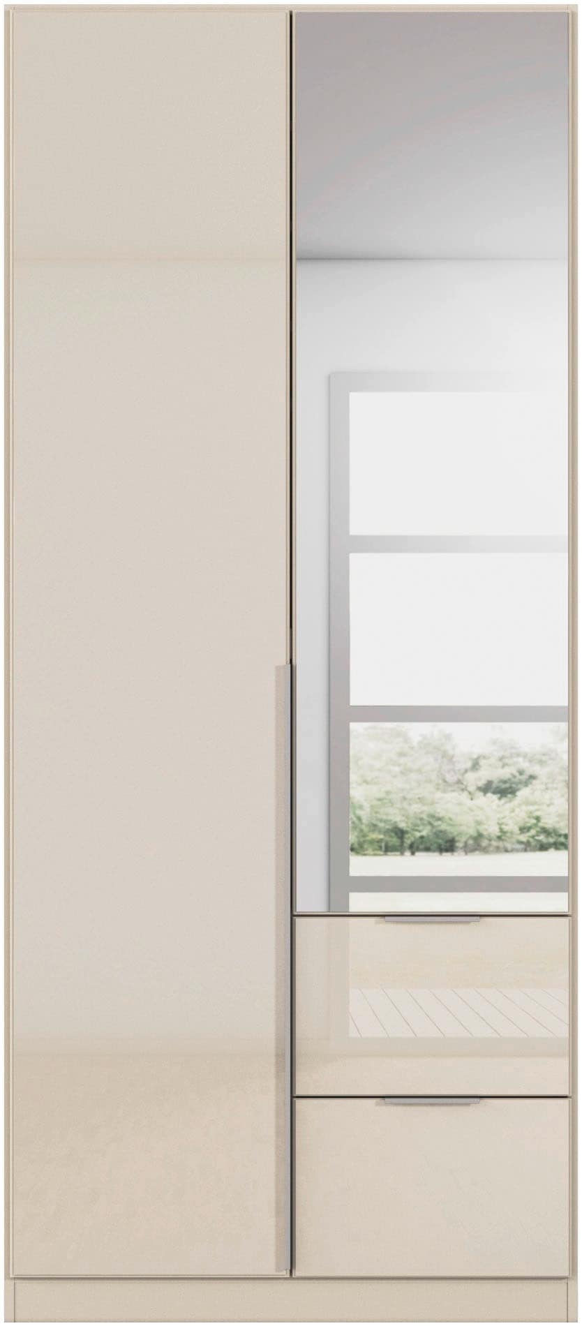 rauch Drehtürenschrank »Kleiderschrank Kleiderschränke Schrank Garderobe AGORDO mit Glasfront«, (in zwei Griff-Farben mit Glasfront), mit Außenschubkästen, in 6 Breiten und 2 Höhen MADE IN GERMANY