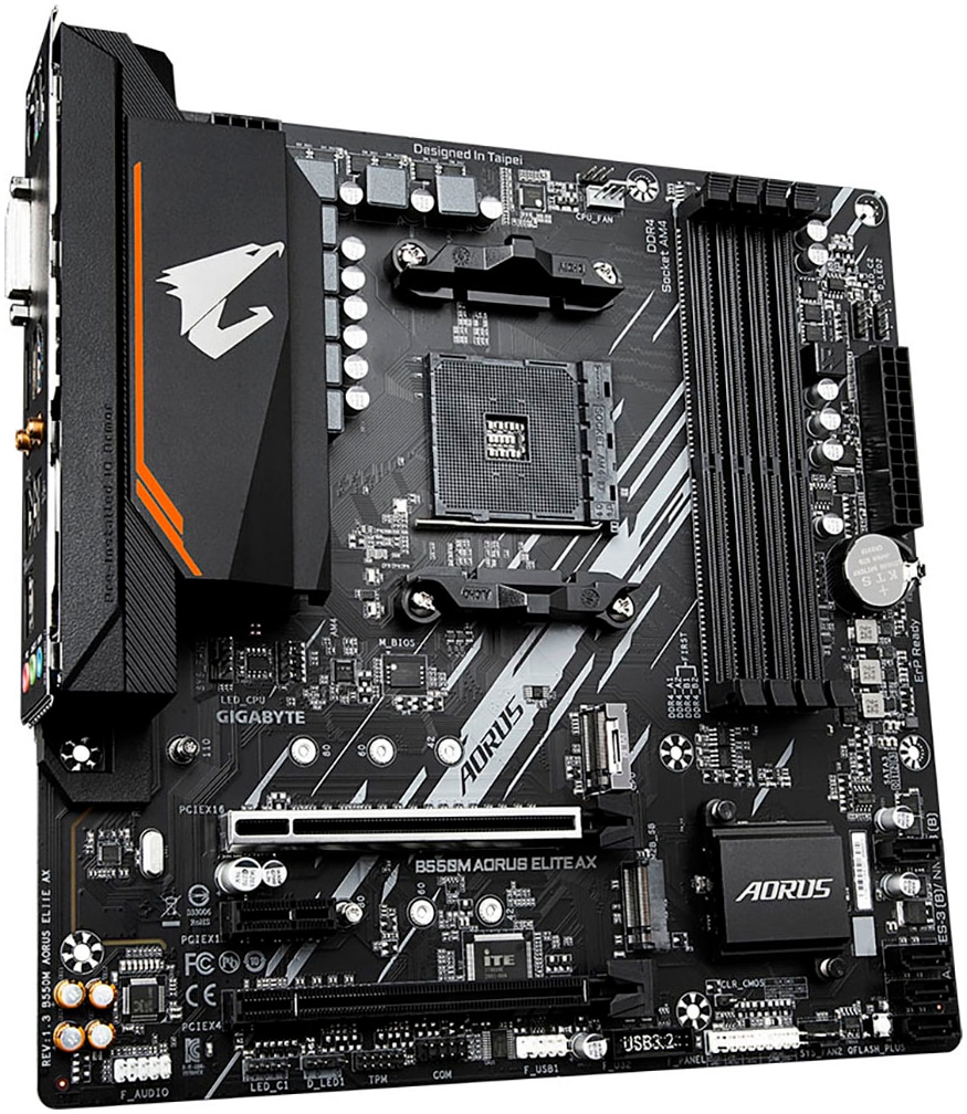 Gigabyte Mainboard »B550M AORUS ELITE AX Mainboard – AMD Ryzen 5000 CPUs, 5+3 Phasen VRM,«
