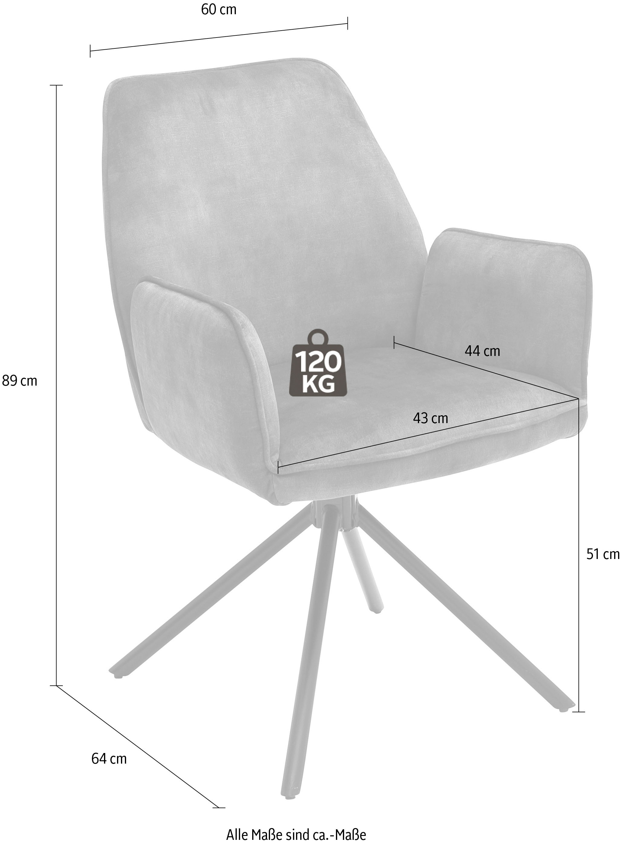 MCA furniture Esszimmerstuhl »Ottawa mit Armlehne«, (Set), 2 St., Vintage,  Vintage Veloursoptik mit Keder, Stuhl belastbar bis 120 Kg auf Rechnung  bestellen