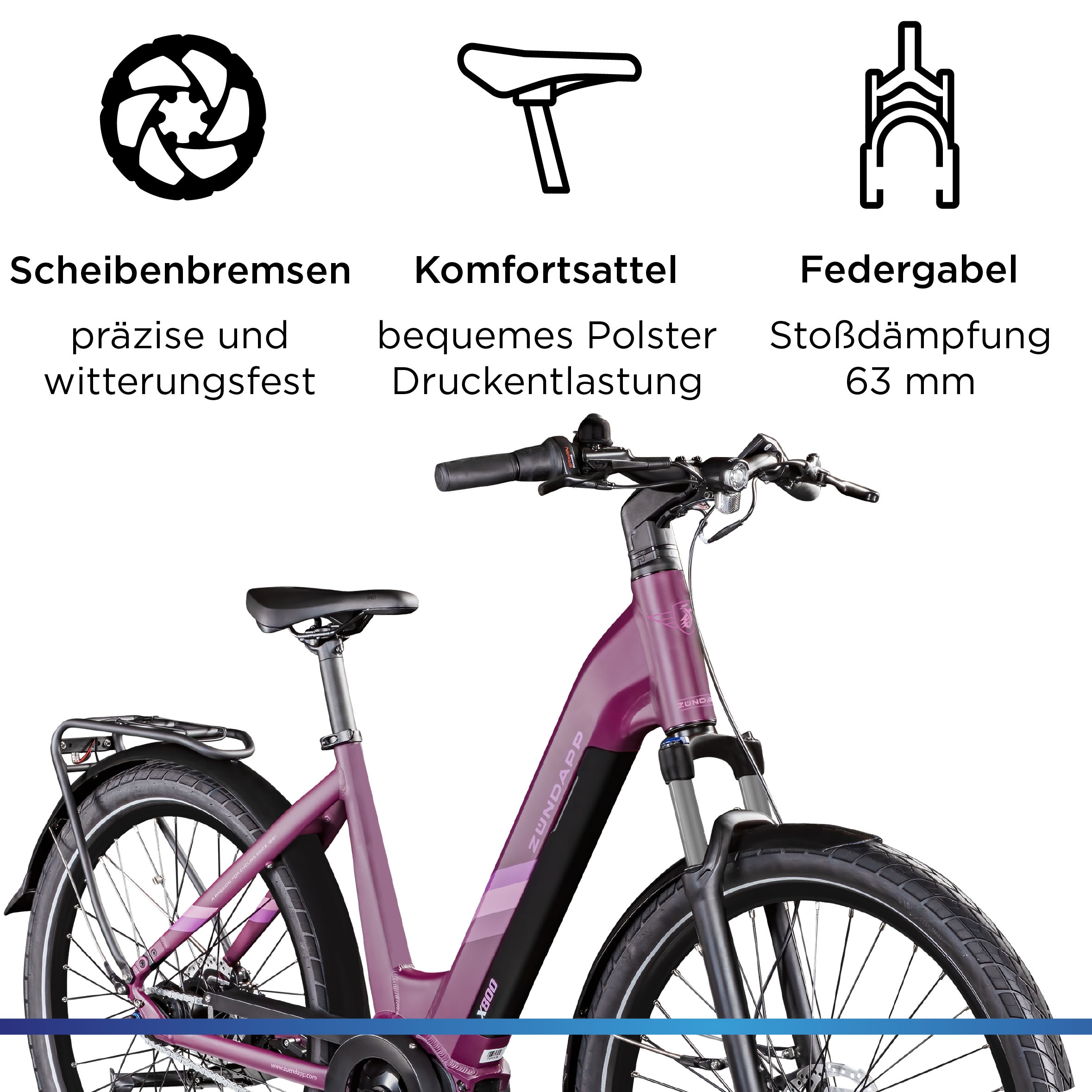Zündapp »X800« 7 Gang Nabenschaltung Mittelmotor 250 W Pedelec, Elektrofahrrad für Damen und Herren