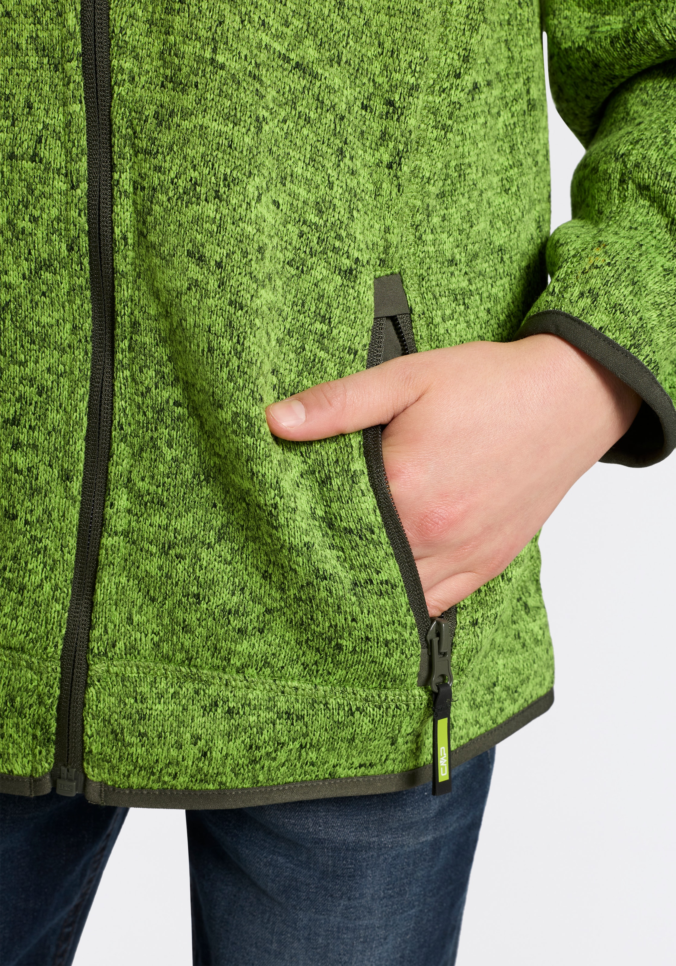 CMP Strickfleecejacke »KID JACKET FIXED HOOD« mit Kapuze wasserabweisend, windabweisend, mit Kapuze, wärmeisolierend