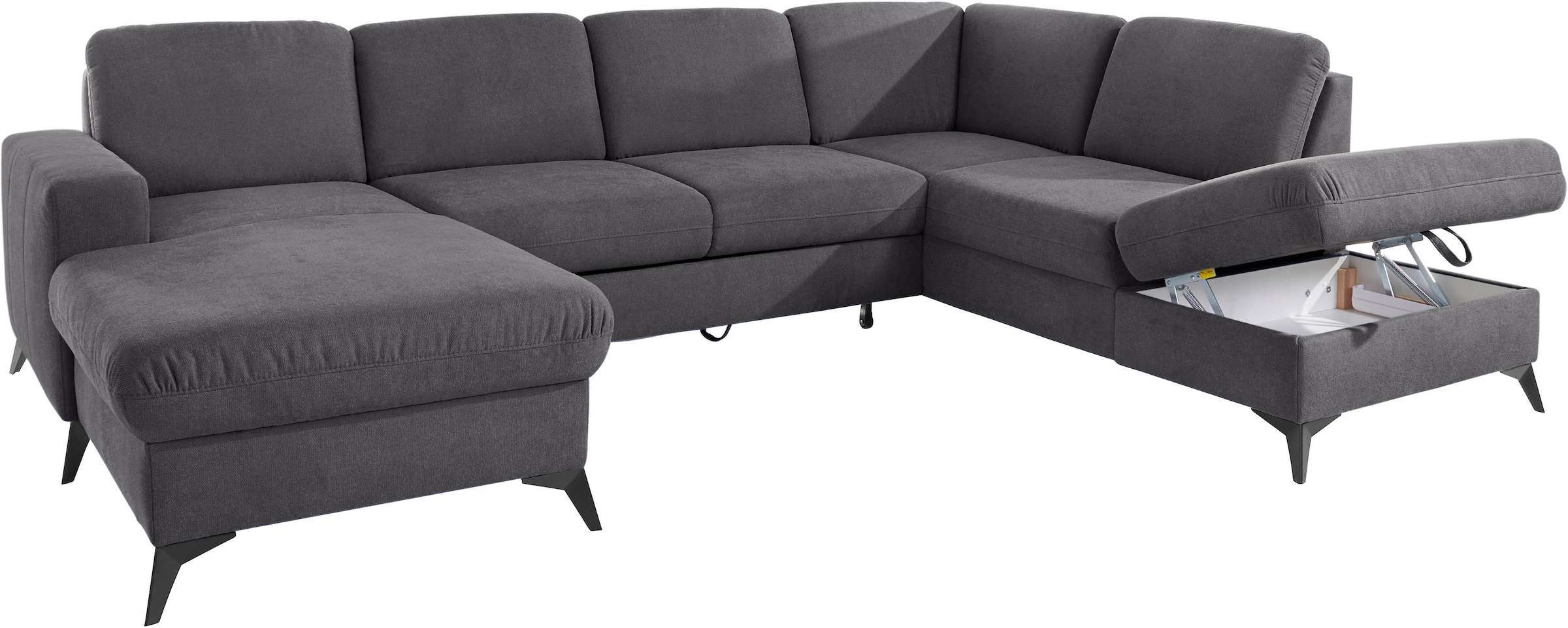 Places of Style Wohnlandschaft »Lolland U-Form«, Wahlweise mit Bettfunktion und Stauraum, auch mit abwischbarem Bezug