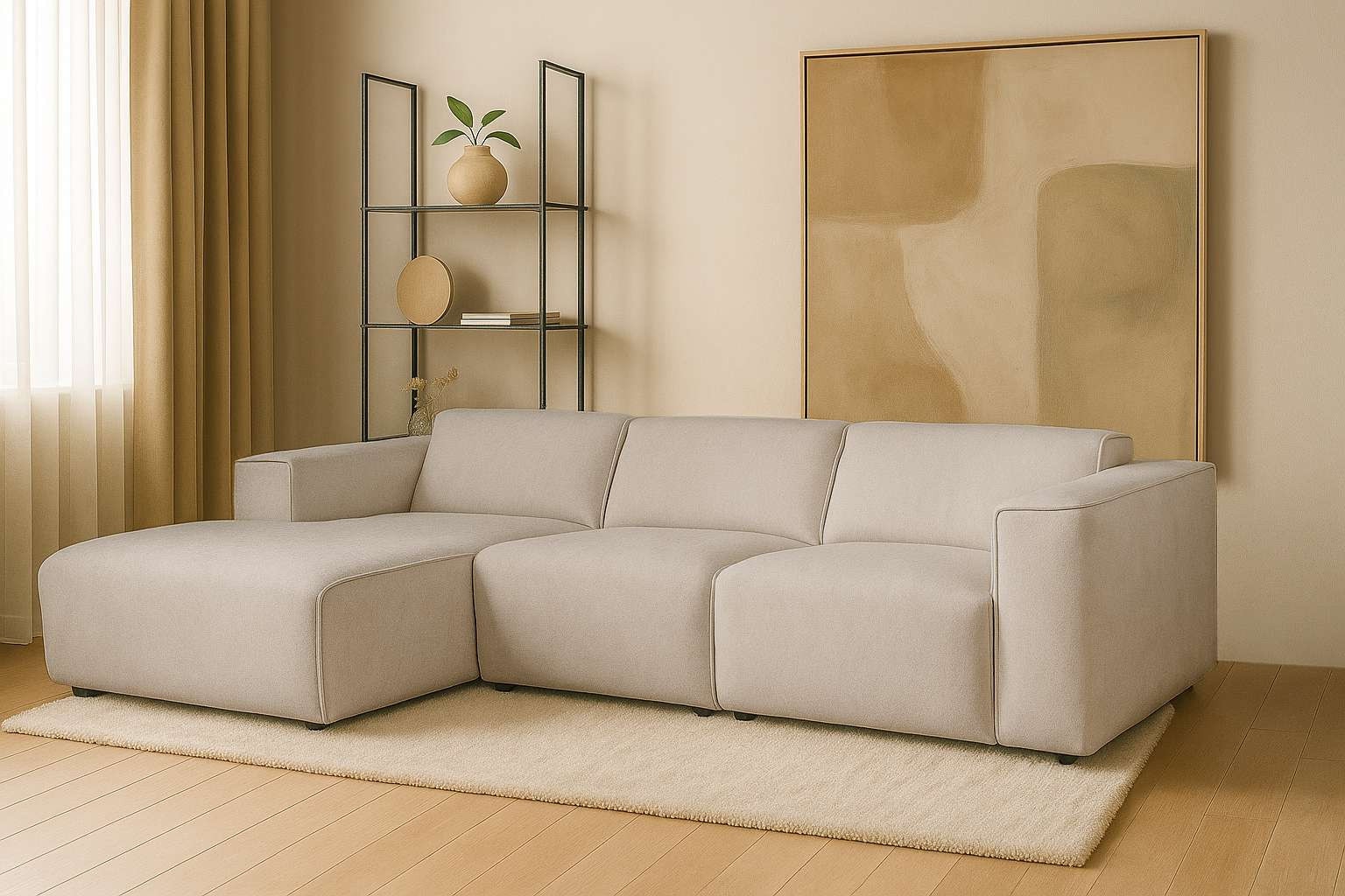 andas Ecksofa »Noord«, L-Form, mit Kedernaht, Breite 281 cm, Cord, Struktur günstig online kaufen