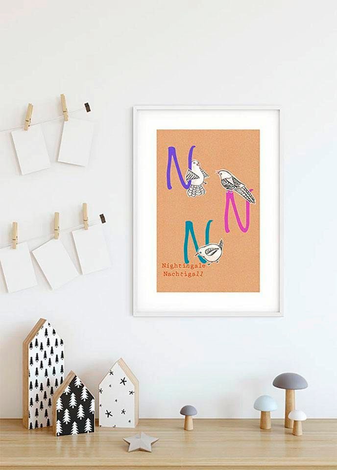 Komar Bild »ABC Animal N«, Buchstaben, (1 St.), Wandbild zur Dekoration - ohne Rahmen