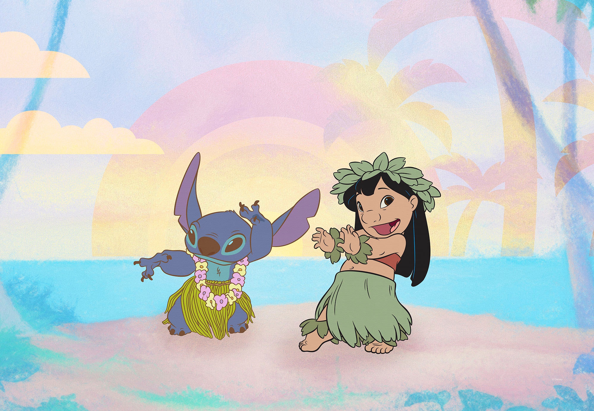 Komar Leinwandbild »Lilo and Stitch Dancing - Größe 60 x 40 cm«, Disney, (1 St., 60 x 40 cm (Breite x Höhe), Keilrahmenbild mit Echtholzrahmen, Kinderzimmer