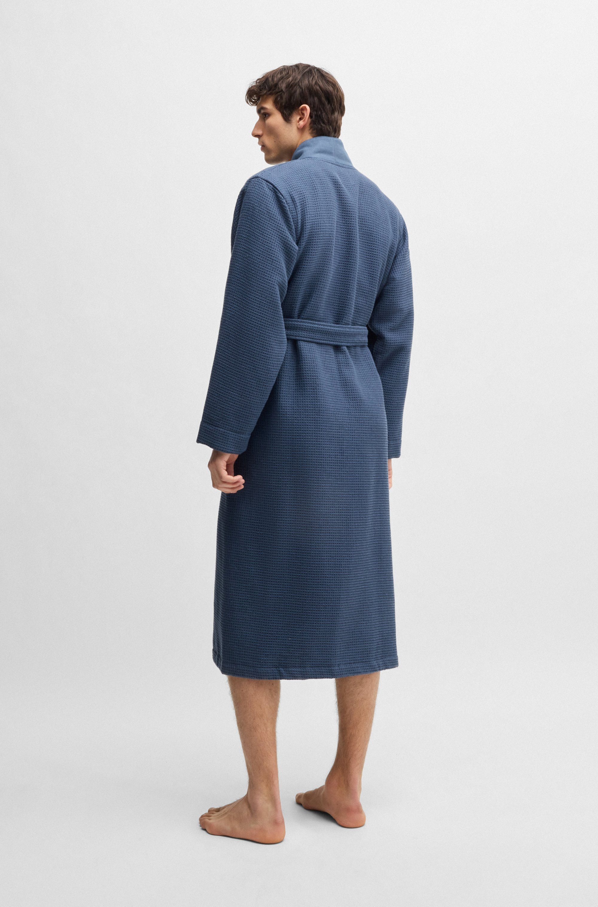 BOSS Morgenmantel »Waffle Kimono« mit großem BOSS Logo aus Velours