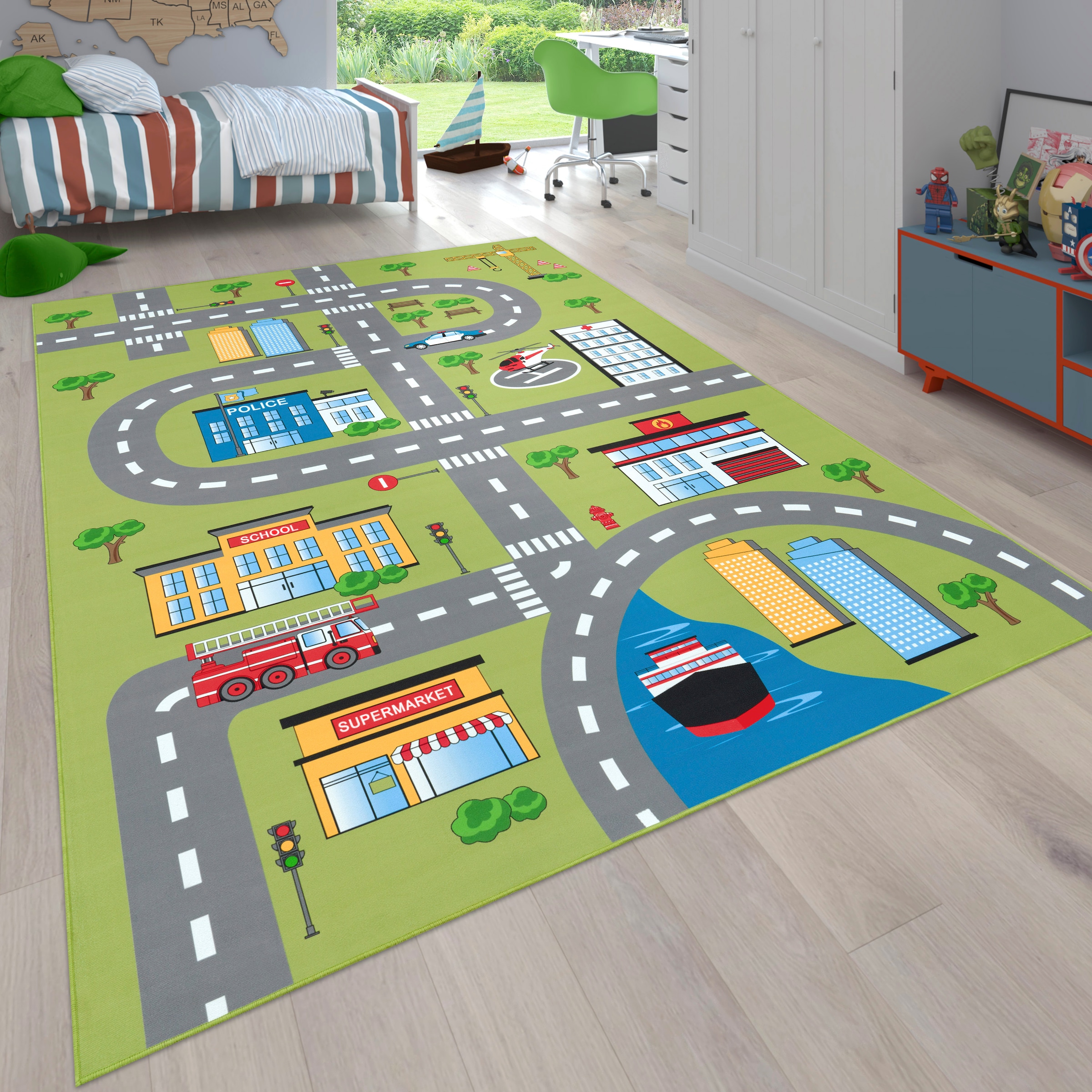 Paco Home Kinderteppich »Bino 570« rechteckig 4 Höhe Kurzflor, Straßen-Spie günstig online kaufen