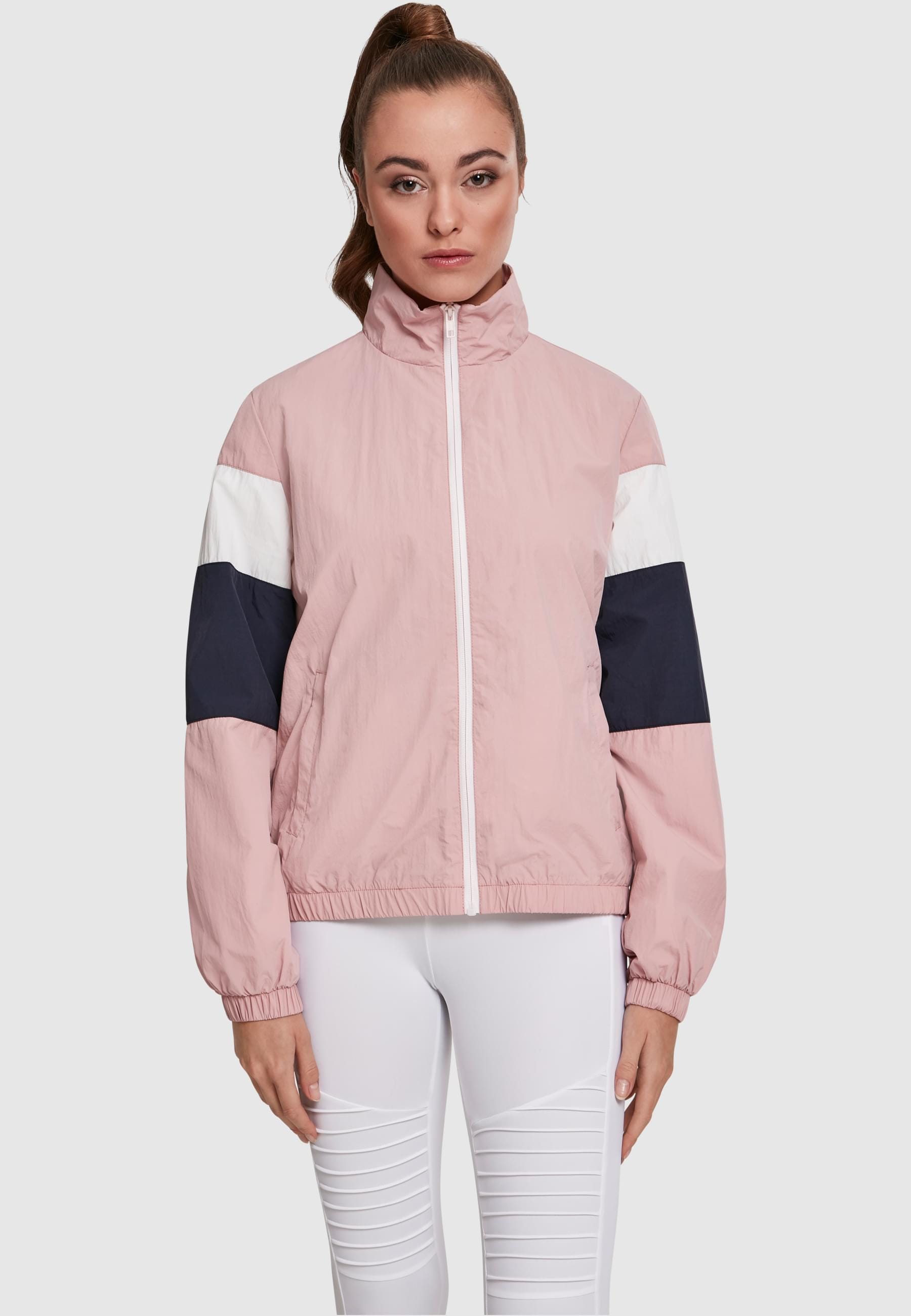 URBAN CLASSICS Allwetterjacke »Urban Classics Damen Ladies 3-Tone Crinkle Track Jacket« 1 Stk. tlg. ohne Kapuze