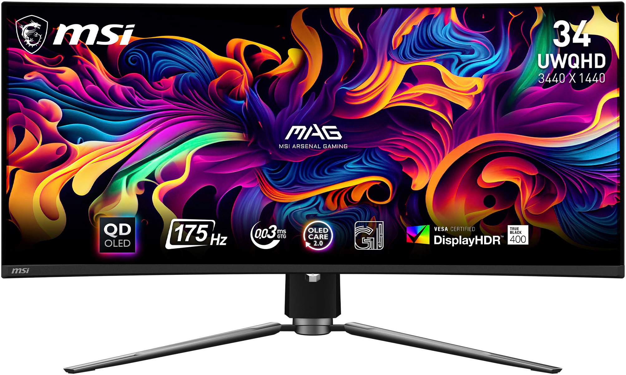 MSI Curved-Gaming-Monitor »MAG 341CQP QD-OLED«, 87 cm/34 Zoll, 3440 x 1440 px, UWQHD, 0,03 ms Reaktionszeit, 175 Hz