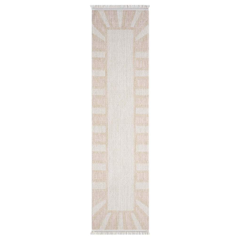 Carpet City Teppich »CLASICO 9152«, rechteckig, 11 mm Höhe, Läufer, Kurzflor, Hochtief-Muster, Boho, Fransen, Wohnzimmer