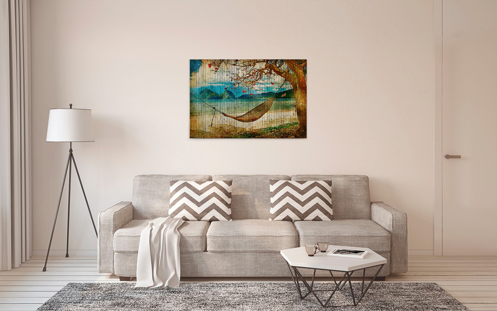 A.S. Création Leinwandbild »tahiti«, Kunst-Strand-Meer, (1 St.), Keilrahmen Bild Insel Leinwand-Bild Wohnzimmer modern Wandbild Kinder