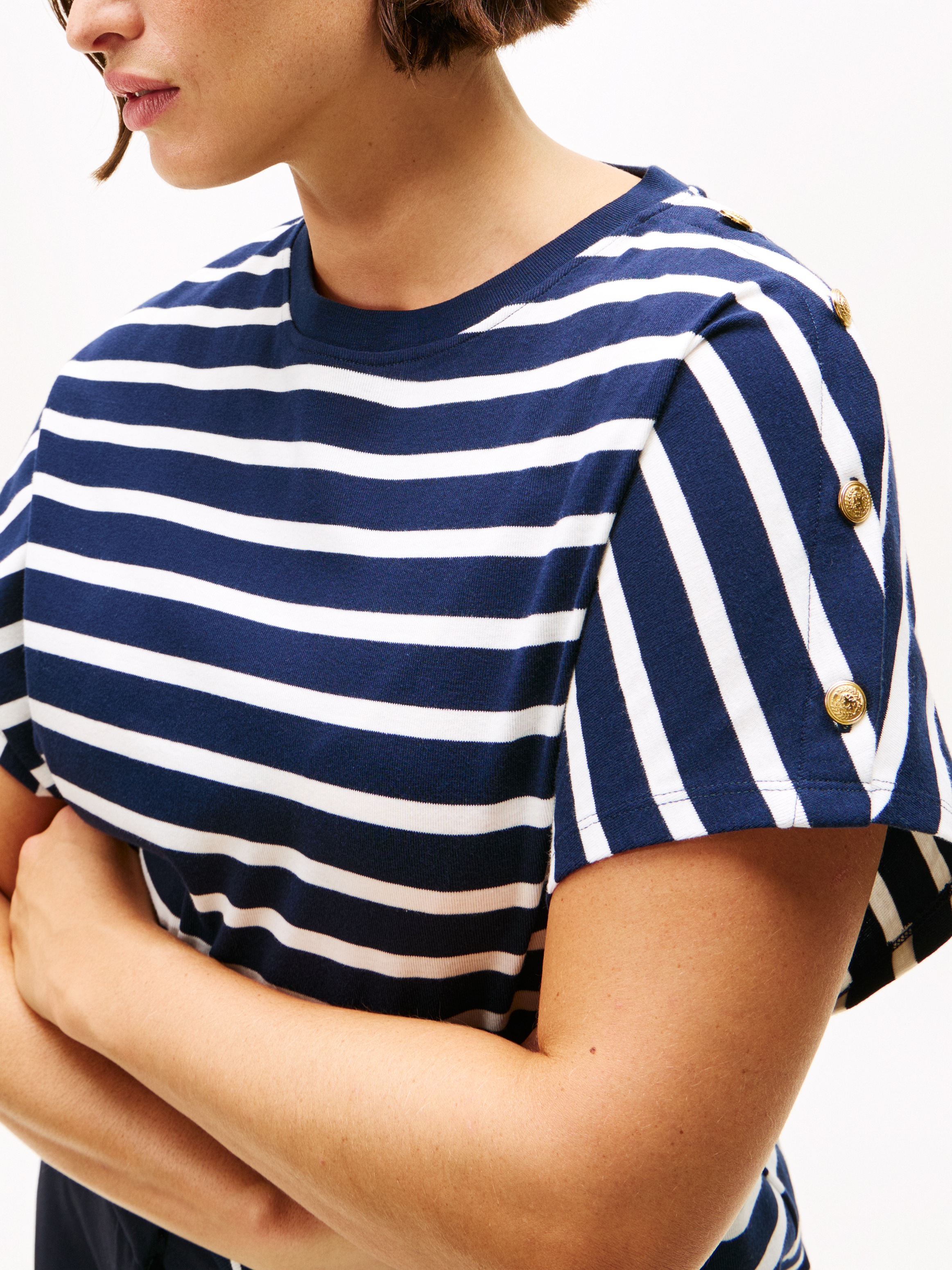 Tommy Hilfiger Curve Kurzarmshirt »CRV GOLD BUTTON SS TEE«, in großen Größen