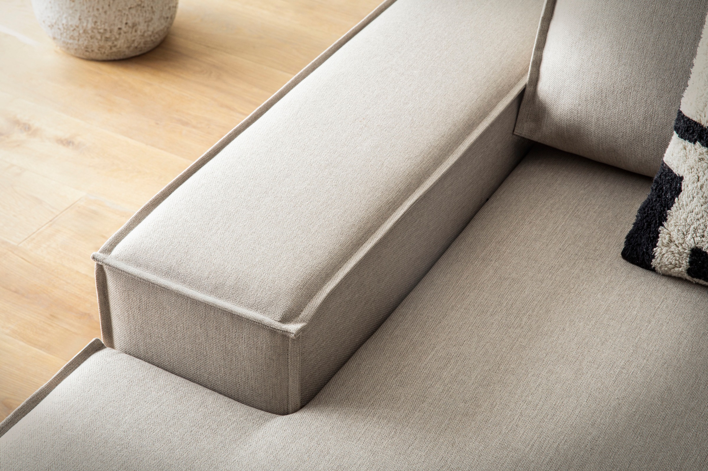 Home affaire Ecksofa »SHERWOOD, Schlafsofa in L-Form offen (275cm), Cord, Leinenoptik«, Schlaffunktion und Bettkasten, Kedernaht, hoher Sitz- & Liegekomfort