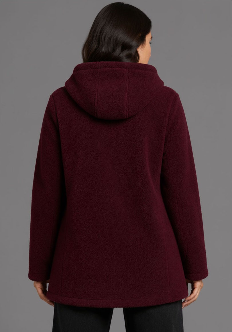 Polarino Fleecejacke mit Kapuze Teddy Fleece Jacke flauschig ideal für den Übergang
