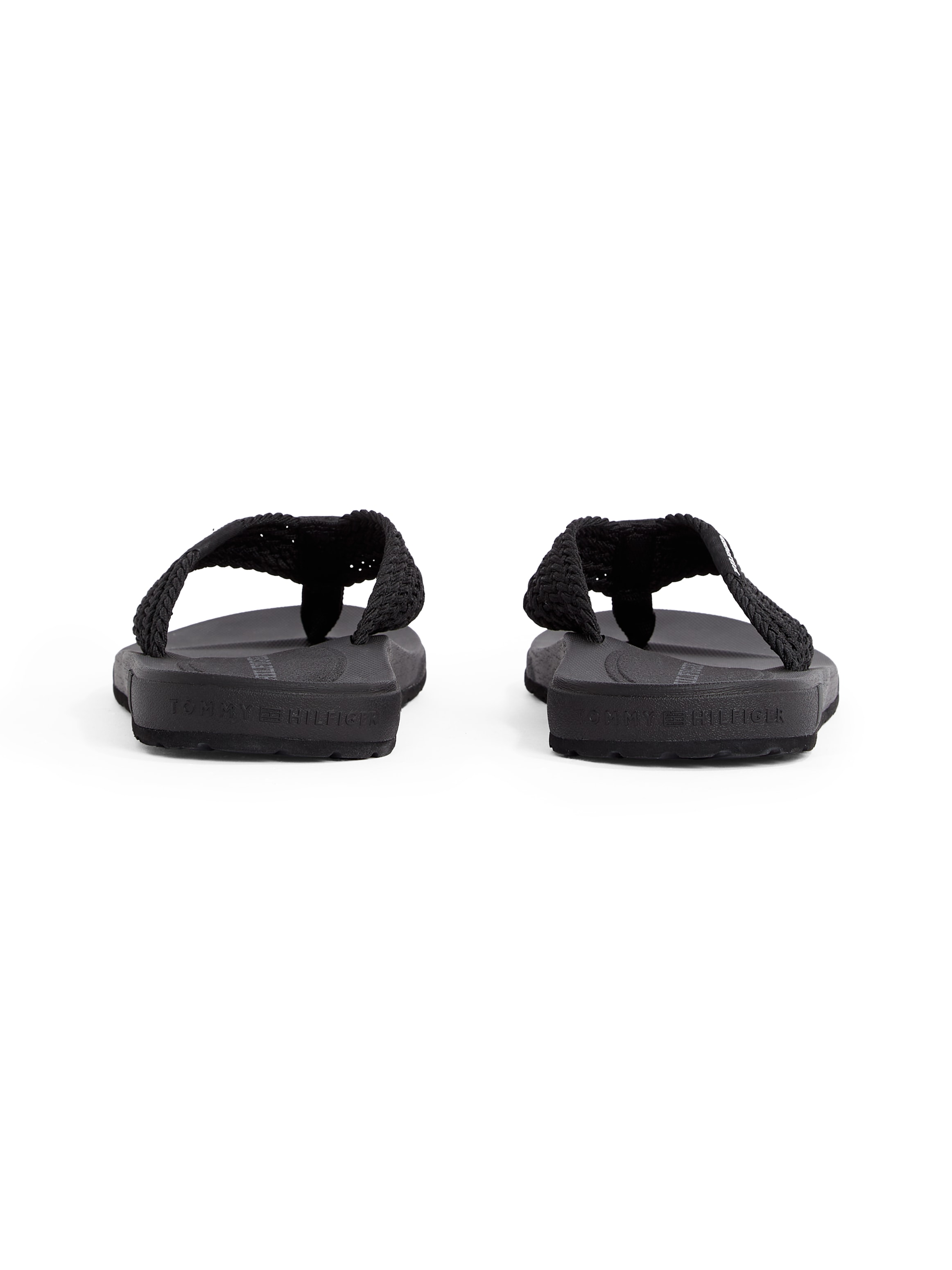 Tommy Hilfiger Zehentrenner »MOLDED HILFIGER WEB BEACH SANDAL«, Sommerschuh, Flats, Strandschuh mit seitlichem Logoschriftzug