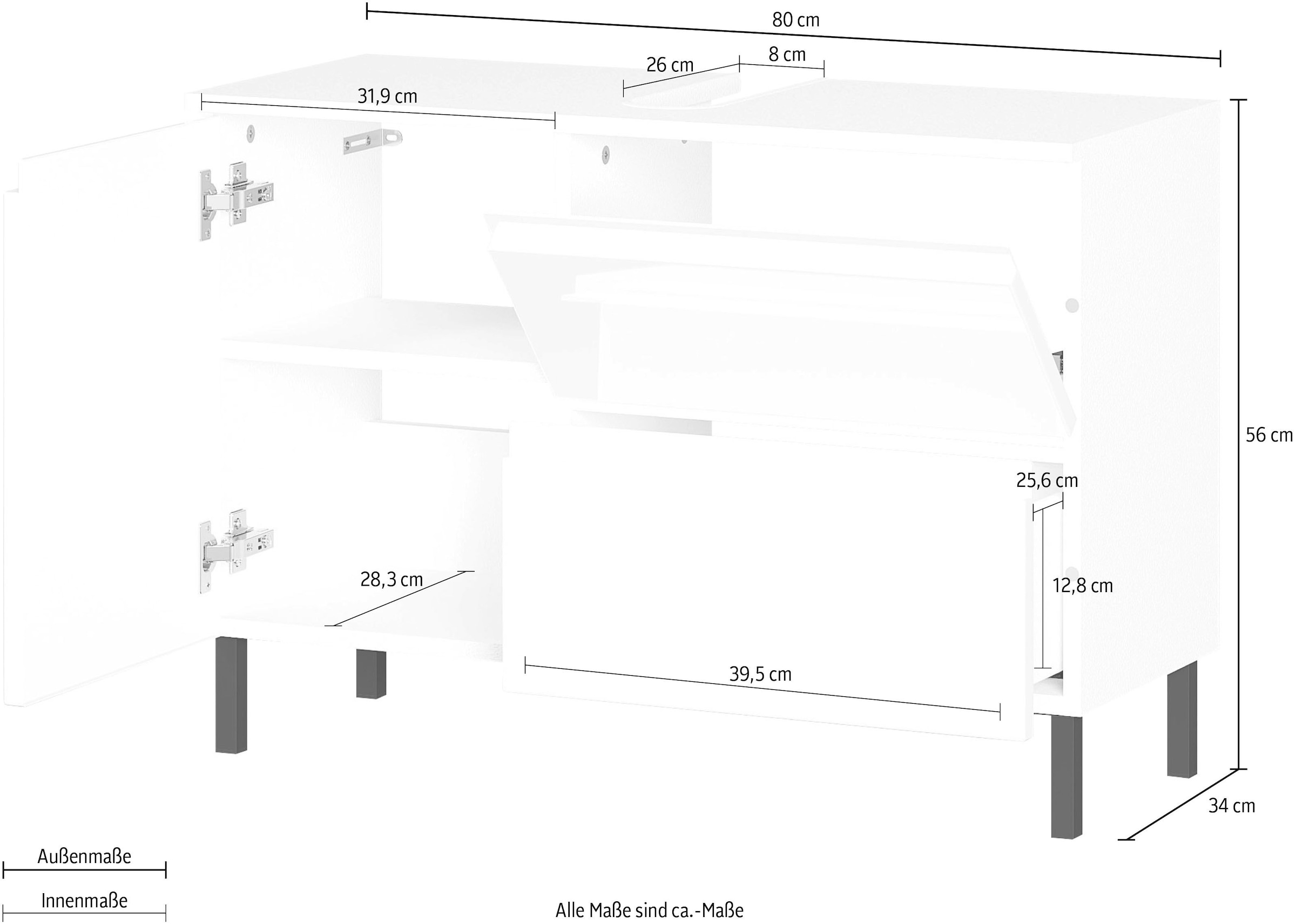 GERMANIA Waschbeckenunterschrank »Scantic«, Breite 80 cm, Badezimmerschrank, verstellbarer Einlegeboden