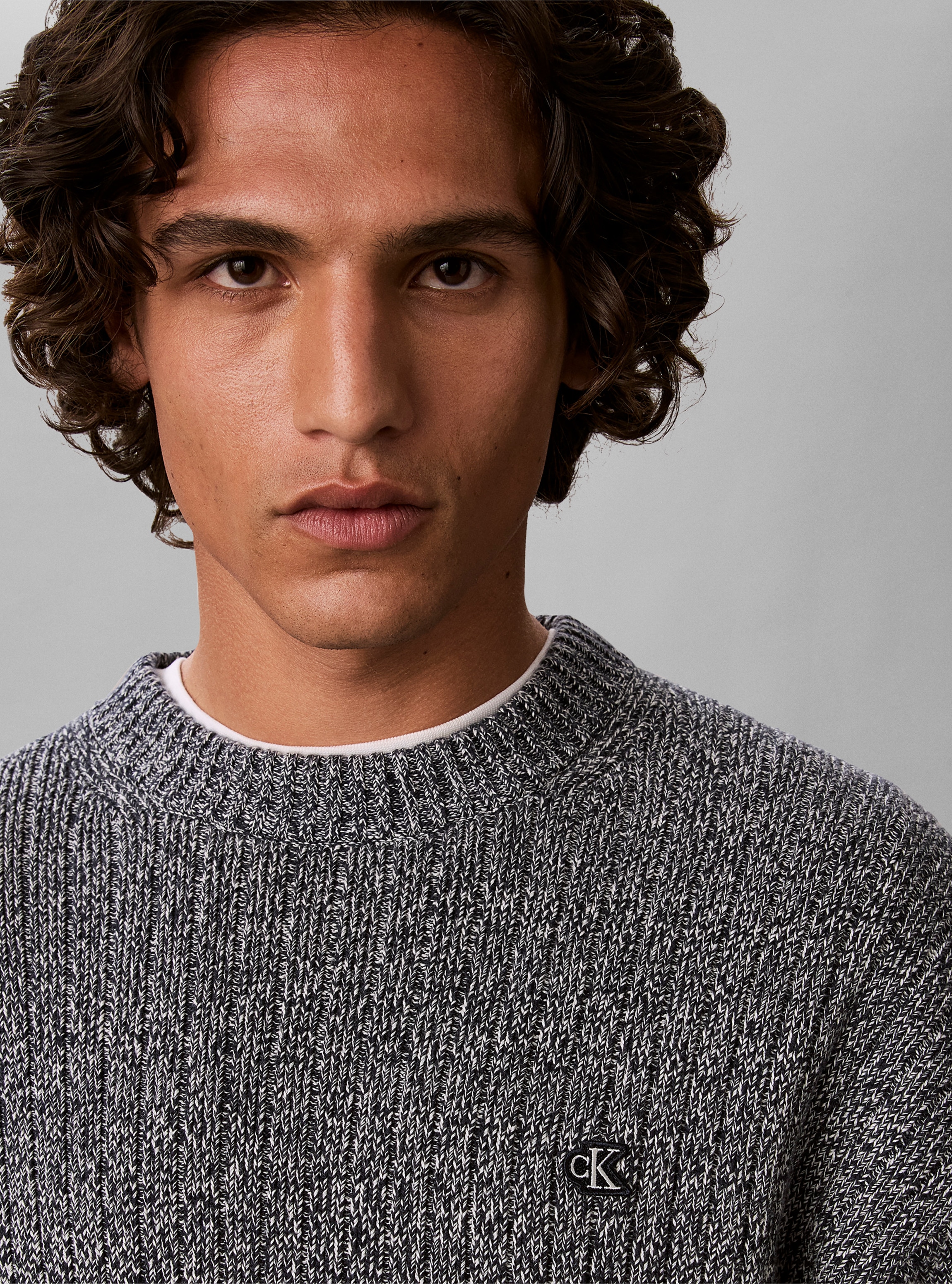 Calvin Klein Jeans Strickpullover Rippstrick, Regular Fit, Logo-Stickerei