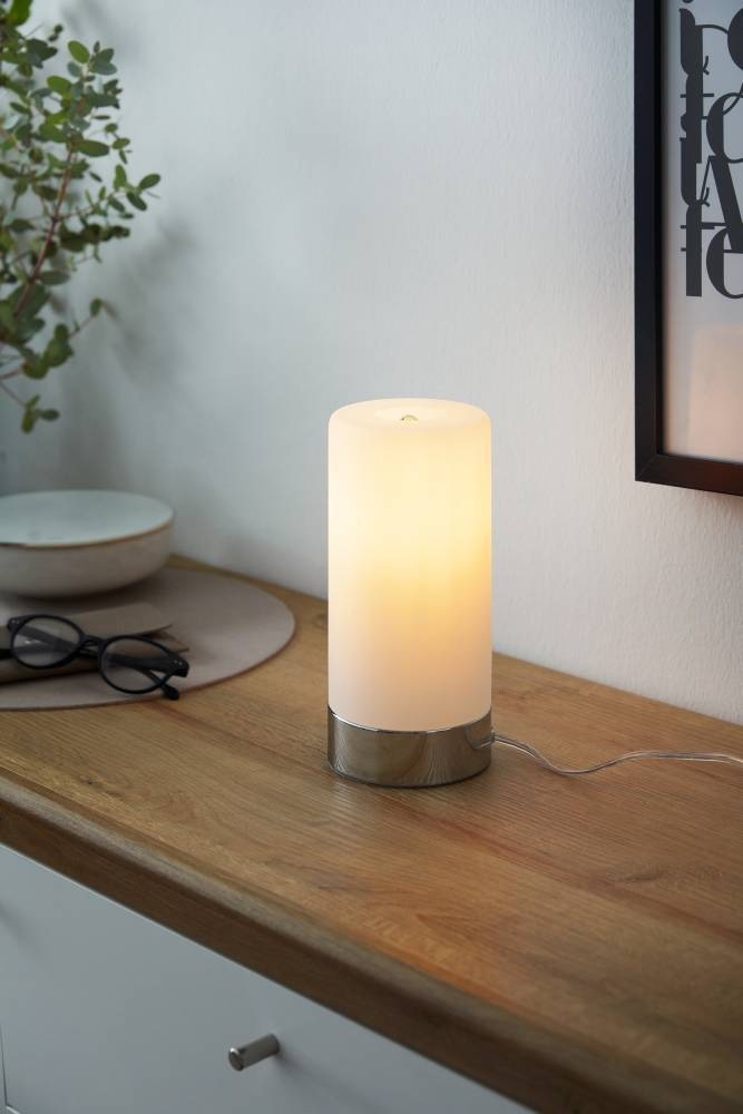 EGLO Tischleuchte »DAMASCO 1 Tischlampe, weiß-chrom, exkl.Leuchtmittel, Schalter am Kabel«, 1 flammig, Leuchtmittel E27 | Leuchtmittel wechselbar-ohne Leuchtmittel, Nachttischlampe, Schreibtisch, Büro, elegant und zeitlos, 21,5x10cm