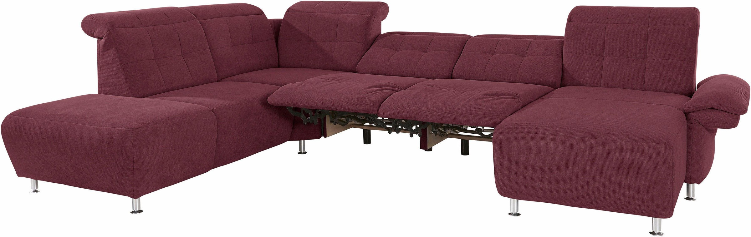 Places of Style Wohnlandschaft »Manhattan U-Form«, 2 Sitze mit elektrischer Relaxfunktion, verstellbare Armlehnen