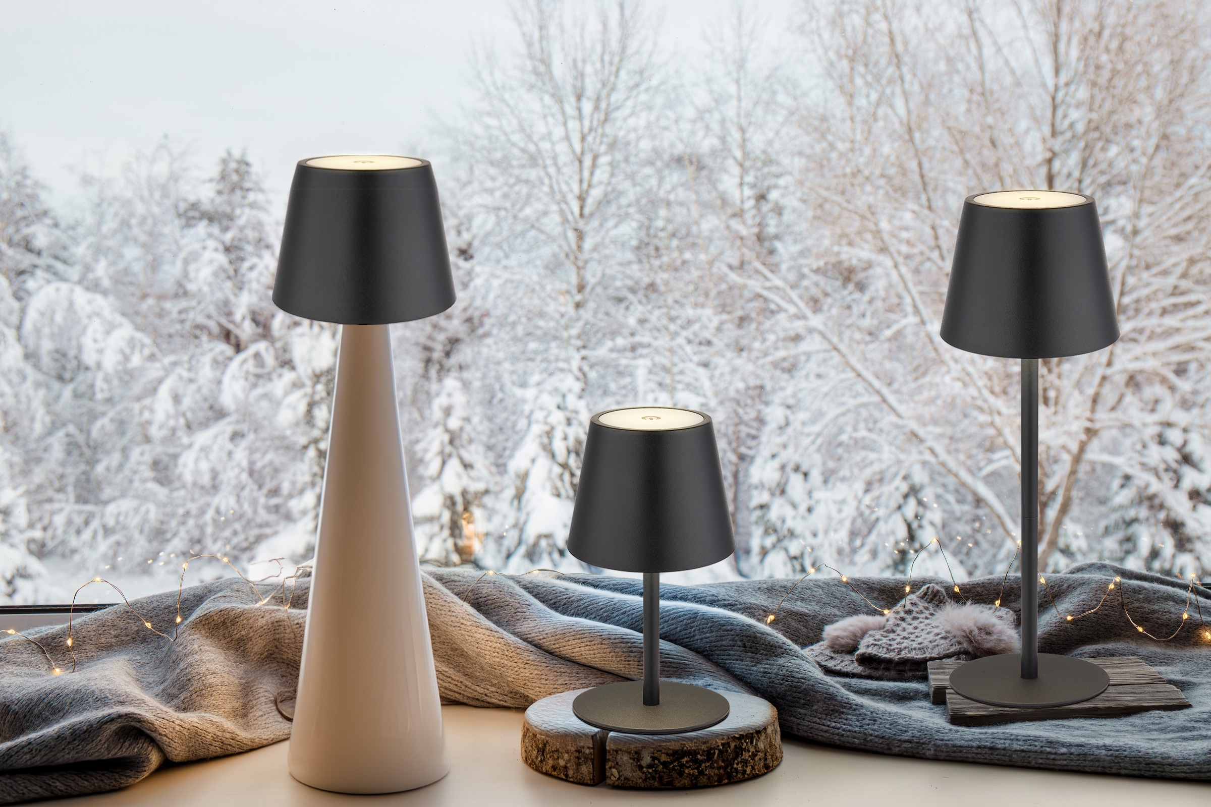 my home LED Tischleuchte »Alia Akkuleuchte inkl. Flaschenaufsatz« LED-Modul 1 Stk. warmweiß - kaltweiß stufenloser Touchdimmer, Farben fixierbar, USB-C, Akkulampe, CCT