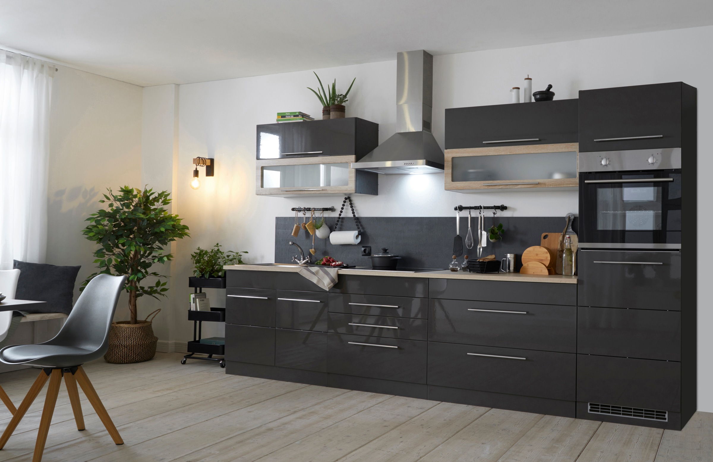 KOCHSTATION Küchenzeile »KS-Wien«, Breite 340 cm, wahlweise mit E-Geräten und Induktion
