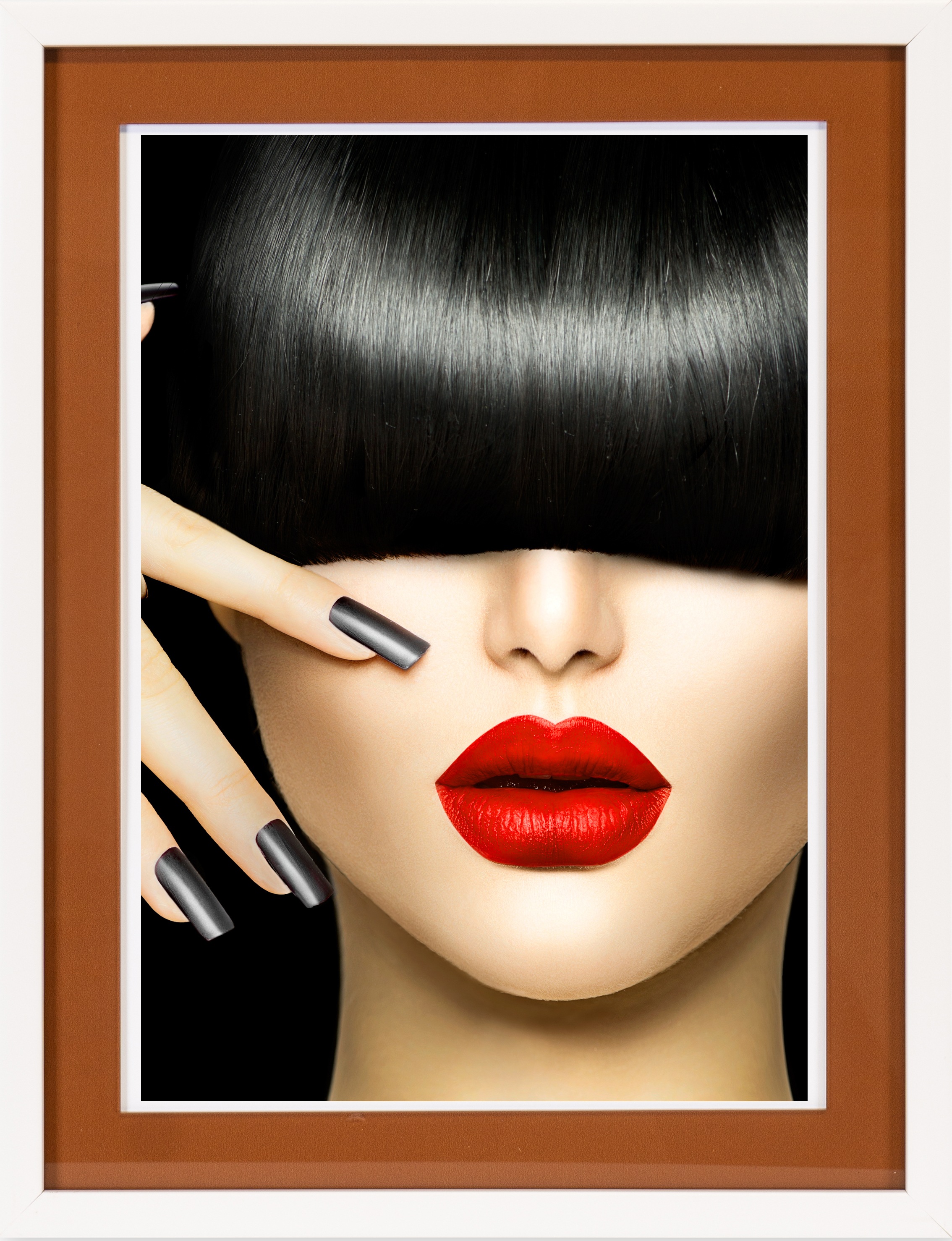 queence Bild mit Rahmen »Frau mit Pony« Bilder von Frauen   Frau   Gesicht günstig online kaufen