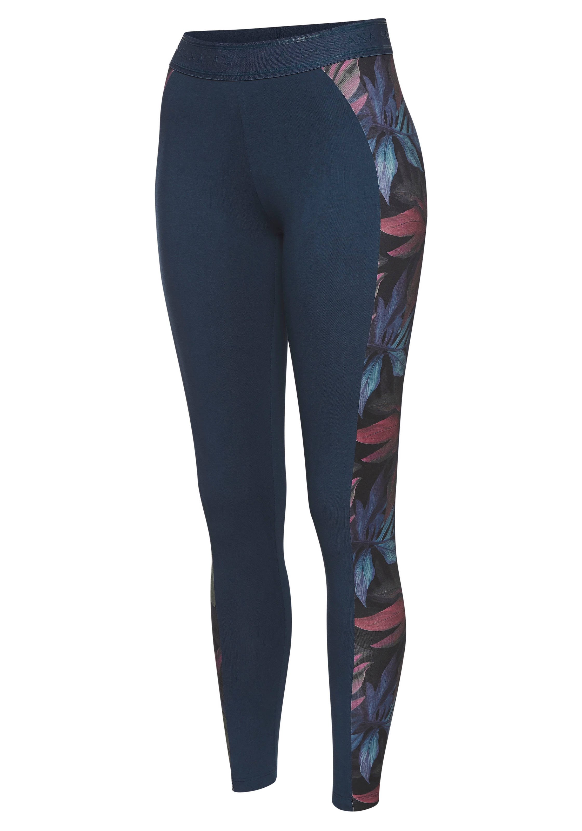 LASCANA ACTIVE Funktionsleggings, Sportleggings mit seitlichen floralen Einsätzen