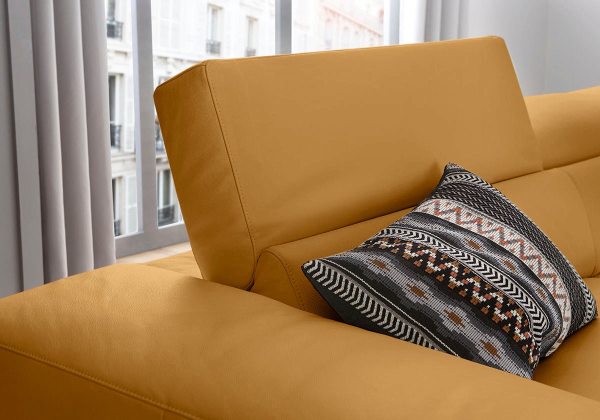 W.SCHILLIG Ecksofa »piedroo, Designsofa mit tollem Sitzkomfort, bequem und elegant, L-Form«, Kopfteilverstellung, wahlweise mit Sitztiefenverstellung, Breite 303cm