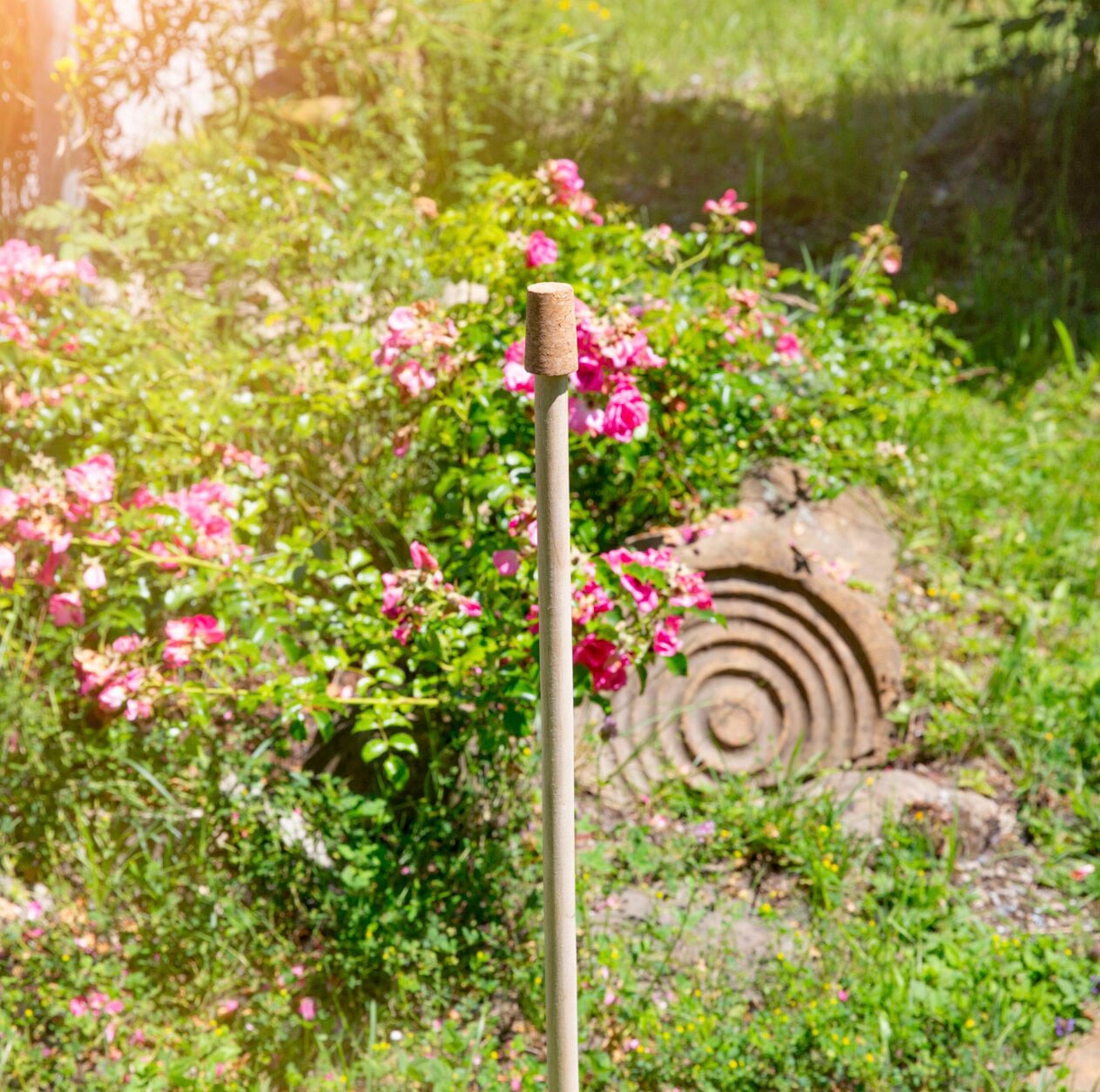 Windhager Gartenfigur, (Set, 3 St.), Rosenkugelstäbe aus Holz mit Korkaufsatz