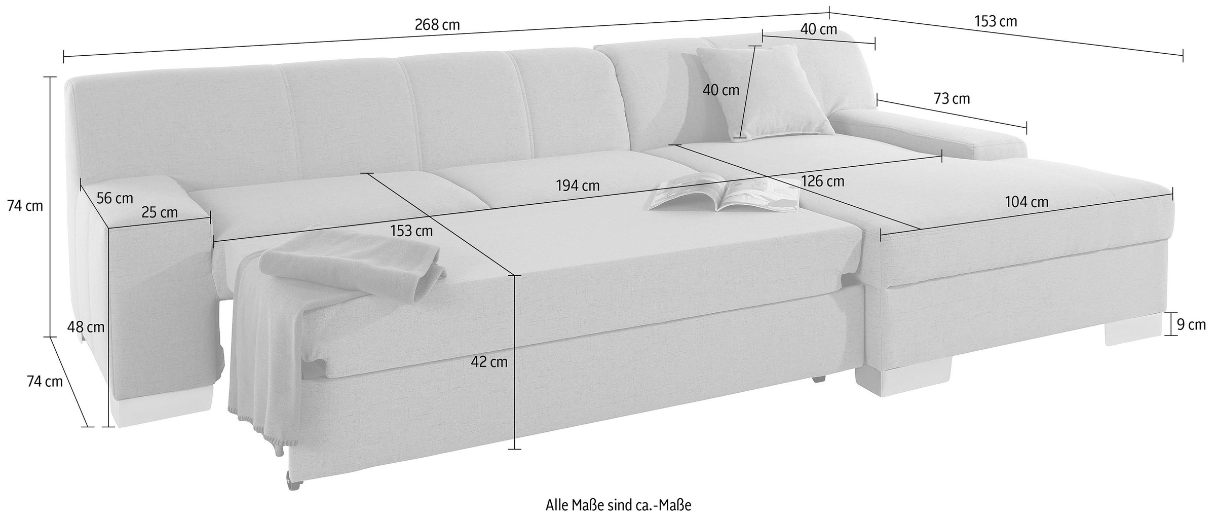 DOMO collection Ecksofa »Bero, elegant und zeitlos, flache Armlehnen, L-Form«, fester Sitzkomfort, wahlweise mit Bettfunktion