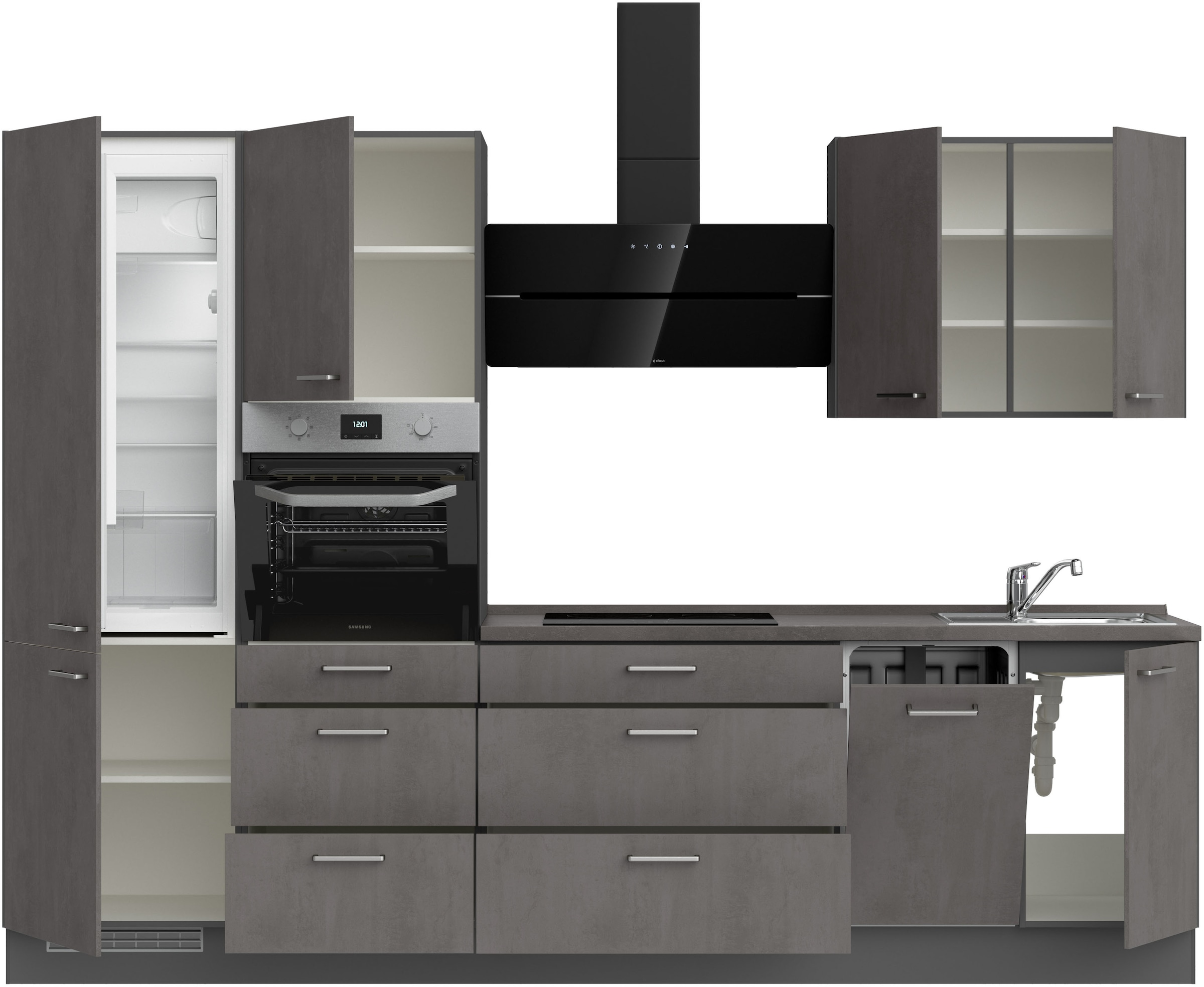 nobilia® Küchenzeile »"Riva II"«, vormontiert, Ausrichtung wählbar, Breite 300 cm, wahlw. mit E-Geräten